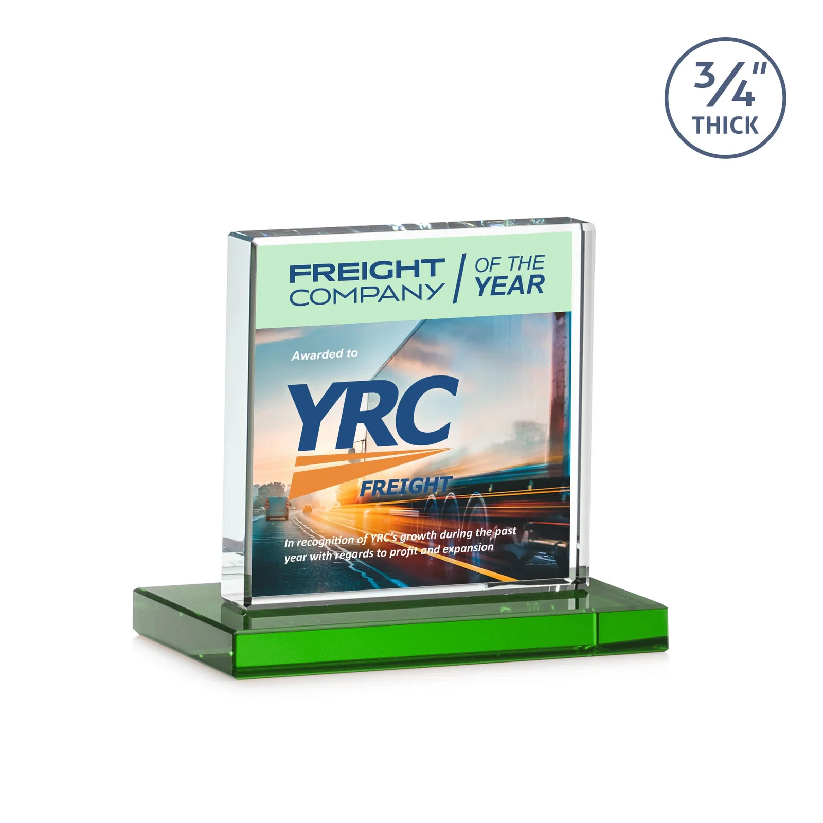Customized Jade Glass Square Award With Continuous Matching Base for donor appreciation