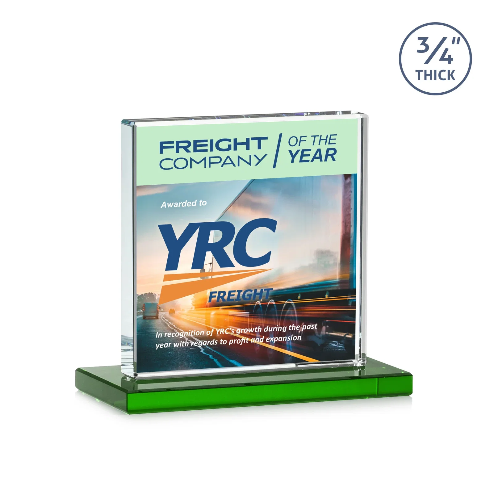 Customized Jade Glass Square Award With Continuous Matching Base for graduation ceremonies