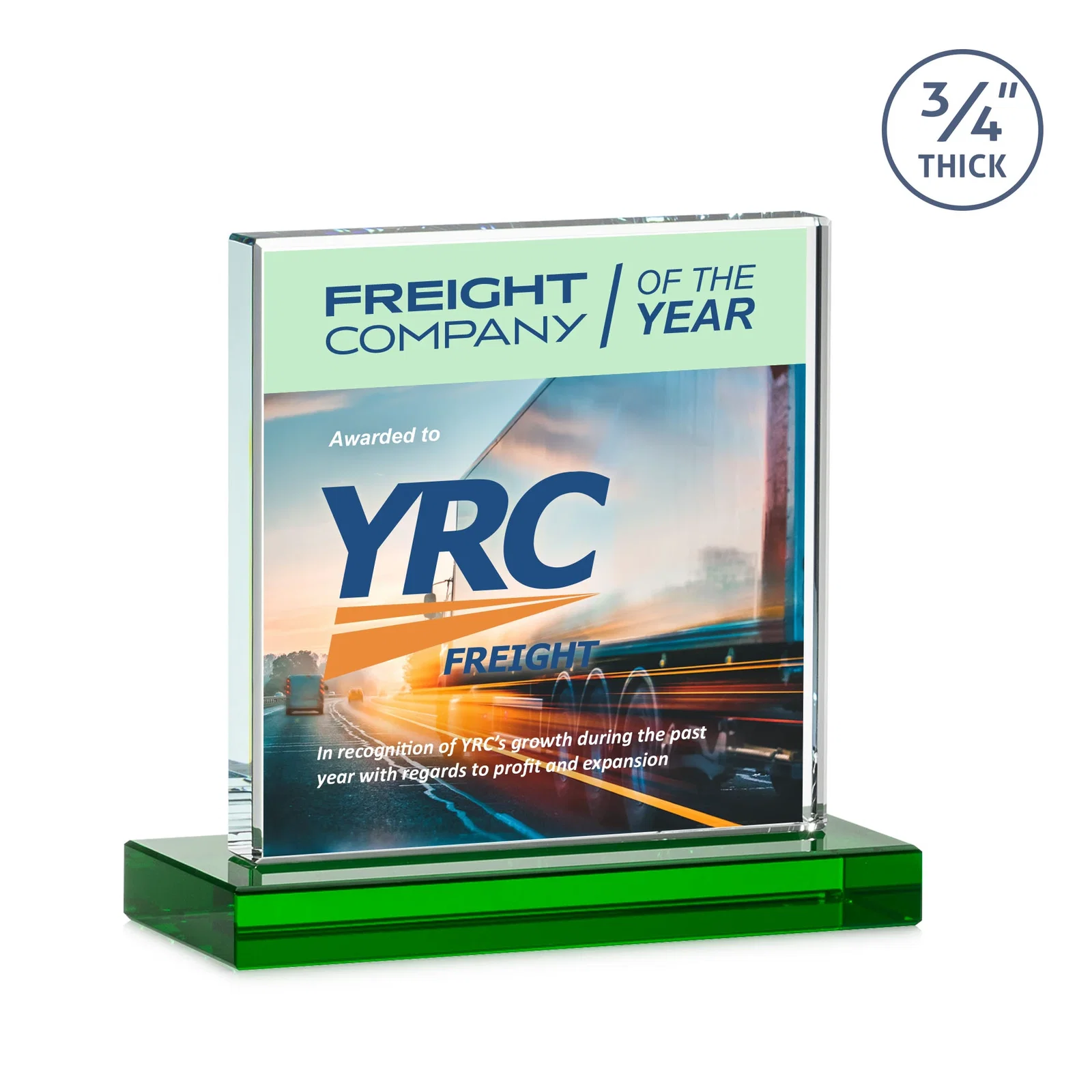 Customized Jade Glass Square Award With Continuous Matching Base for safety achievement programs