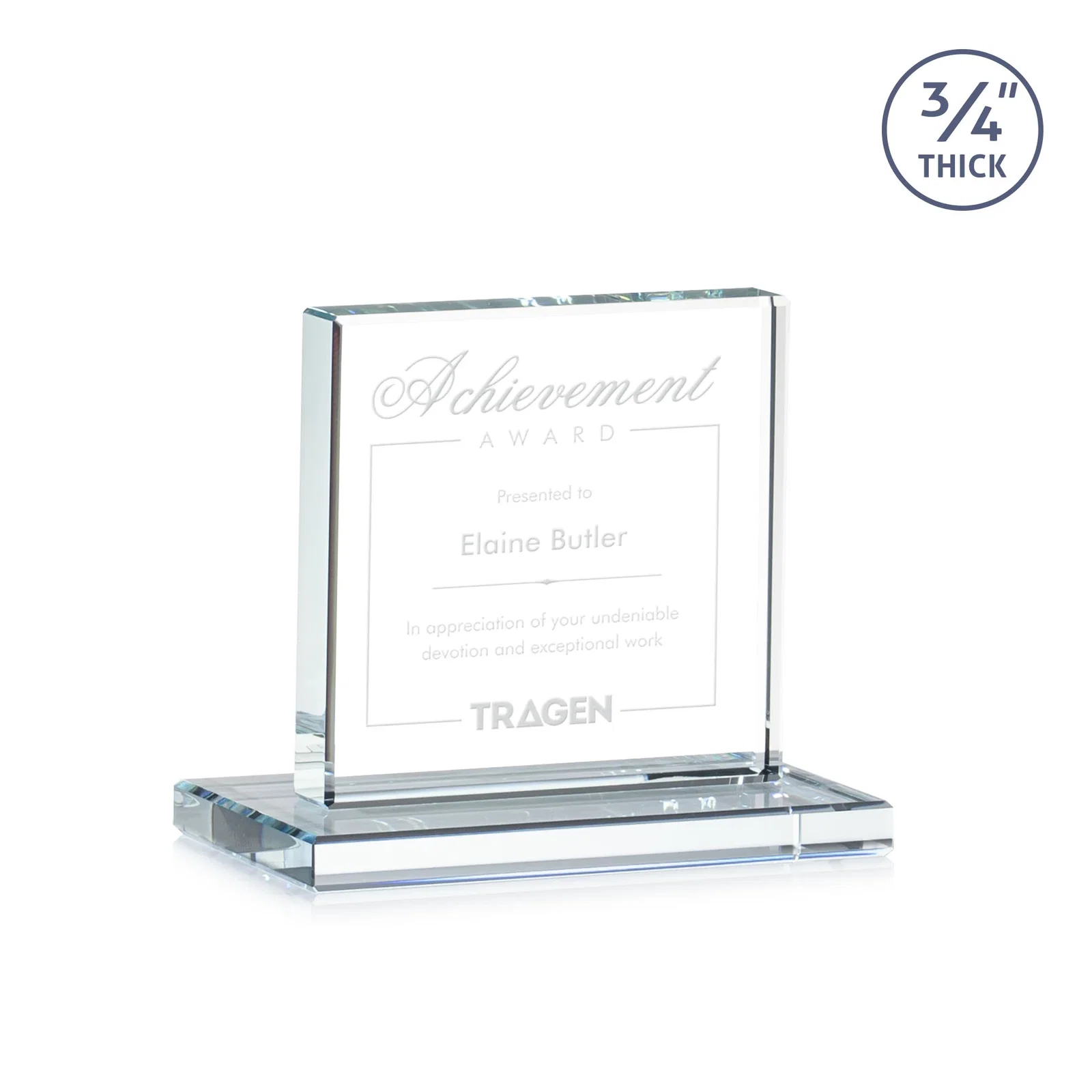 Custom Jade Glass Square Award With Continuous Matching Base for donor appreciation