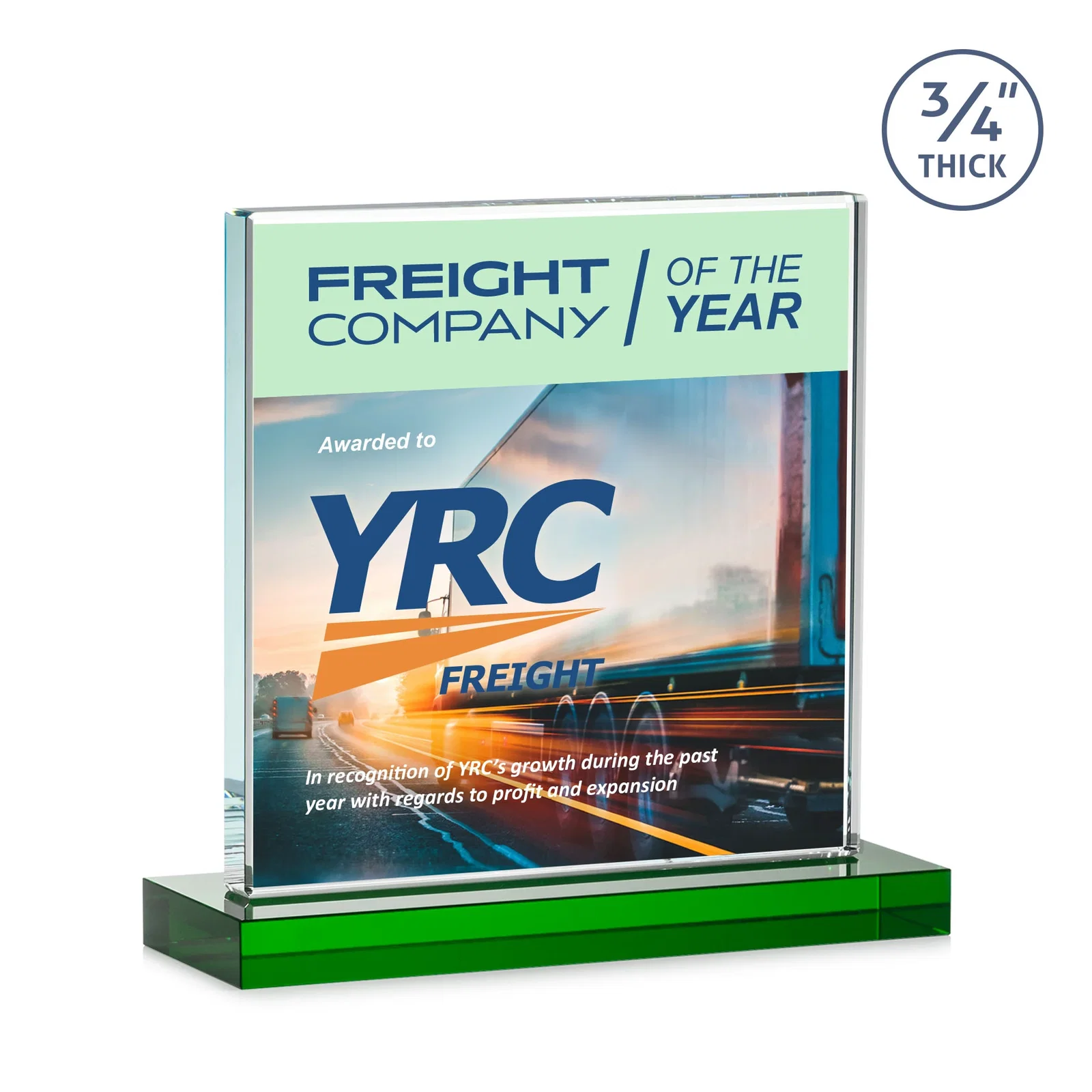 Customized Jade Glass Square Award With Continuous Matching Base for volunteer appreciation