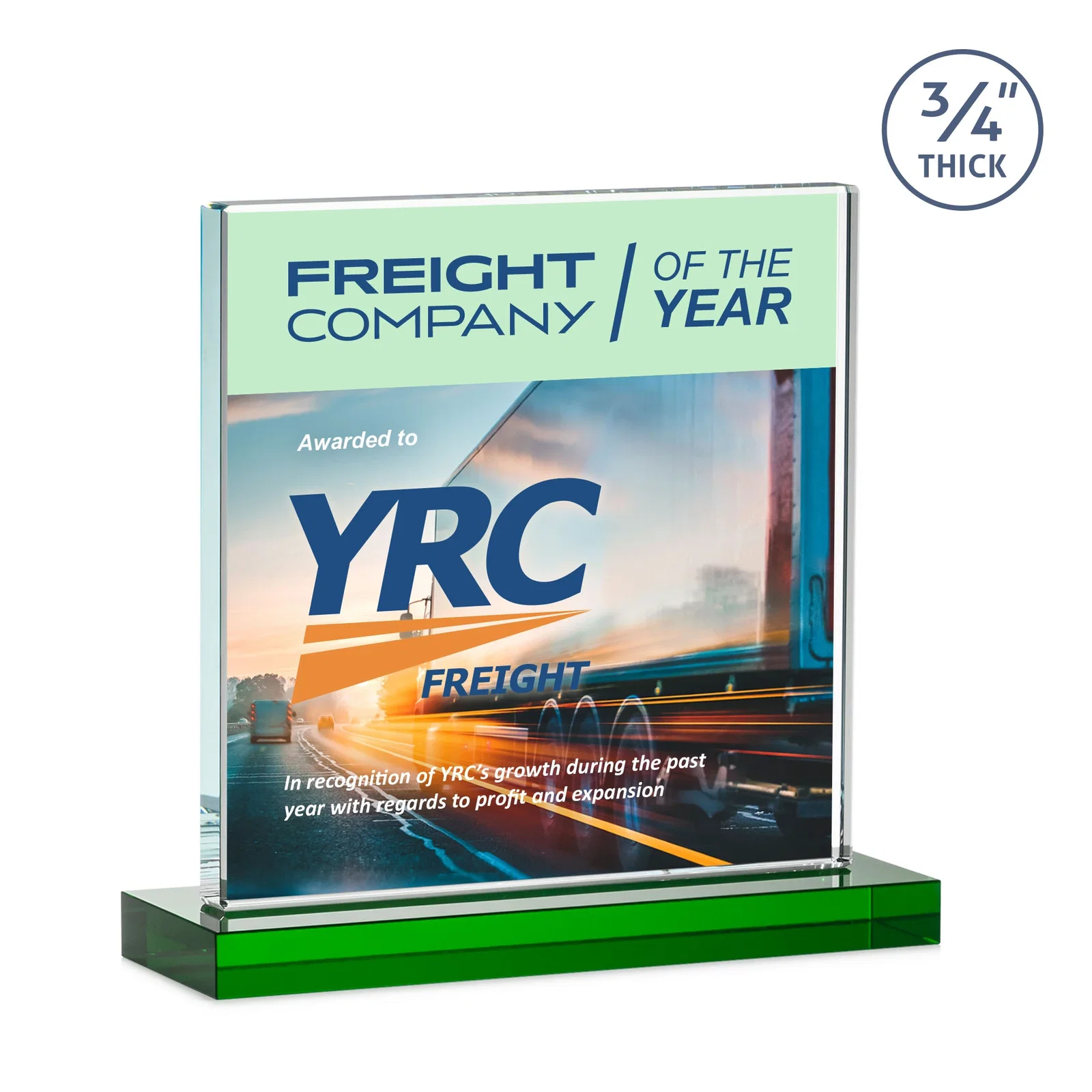 Customized Jade Glass Square Award With Continuous Matching Base for dealer and partner awards