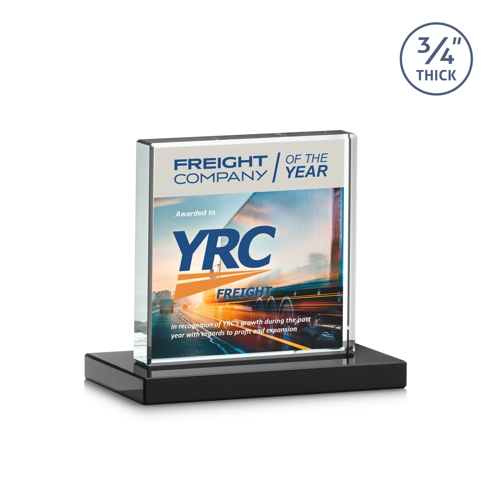 Custom engraved Jade Glass Square Award With Continuous Matching Base for employee recognition