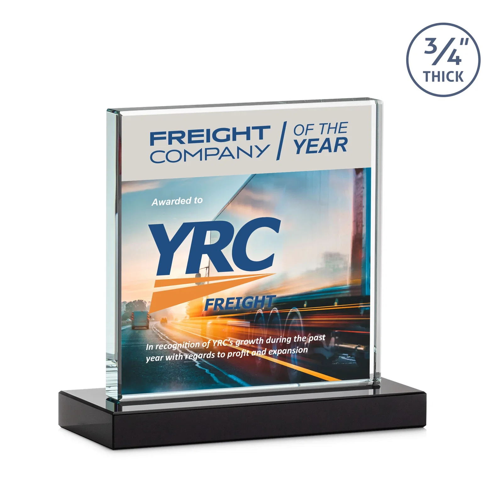 Custom engraved Jade Glass Square Award With Continuous Matching Base for service anniversary gifts