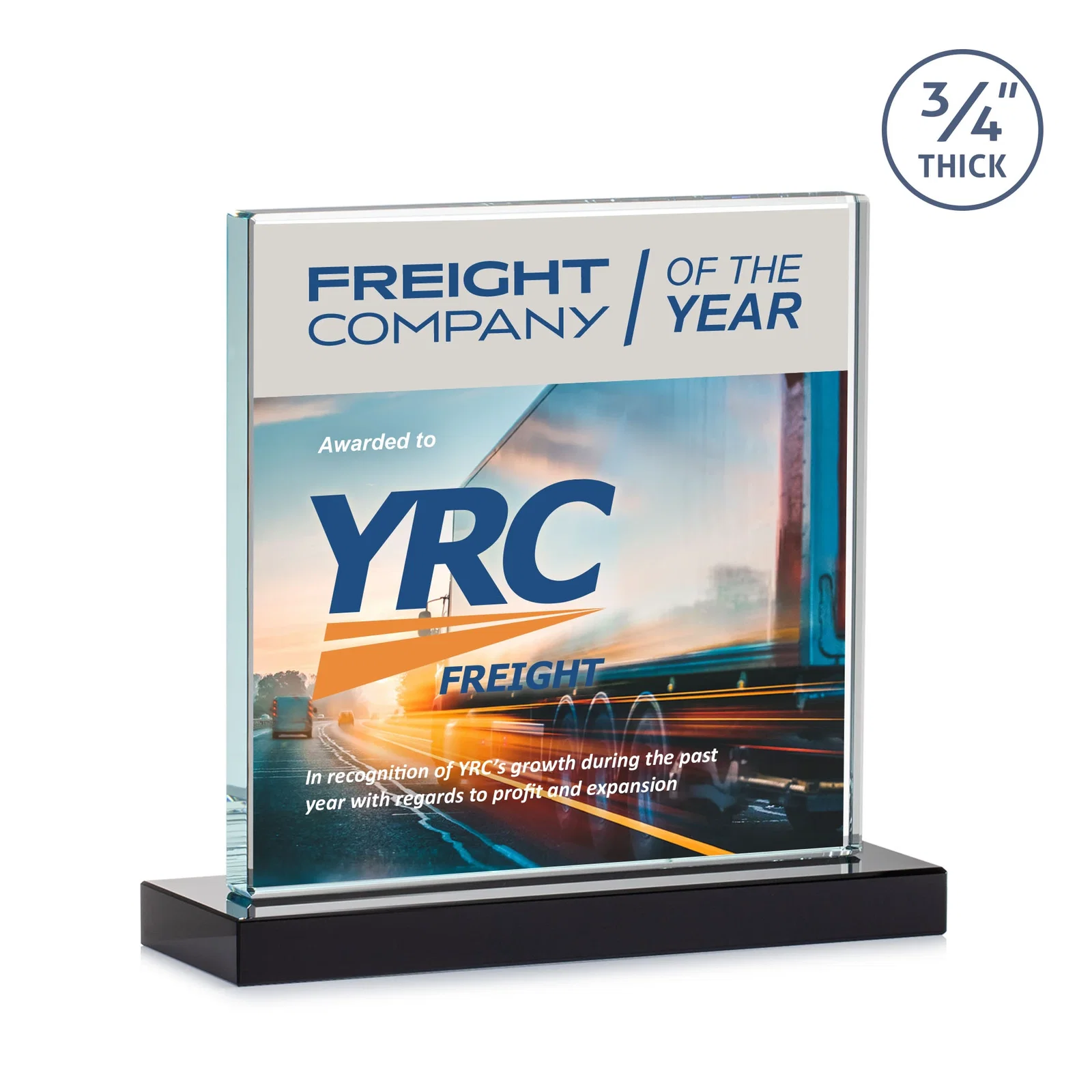Custom engraved Jade Glass Square Award With Continuous Matching Base for sales achievement awards