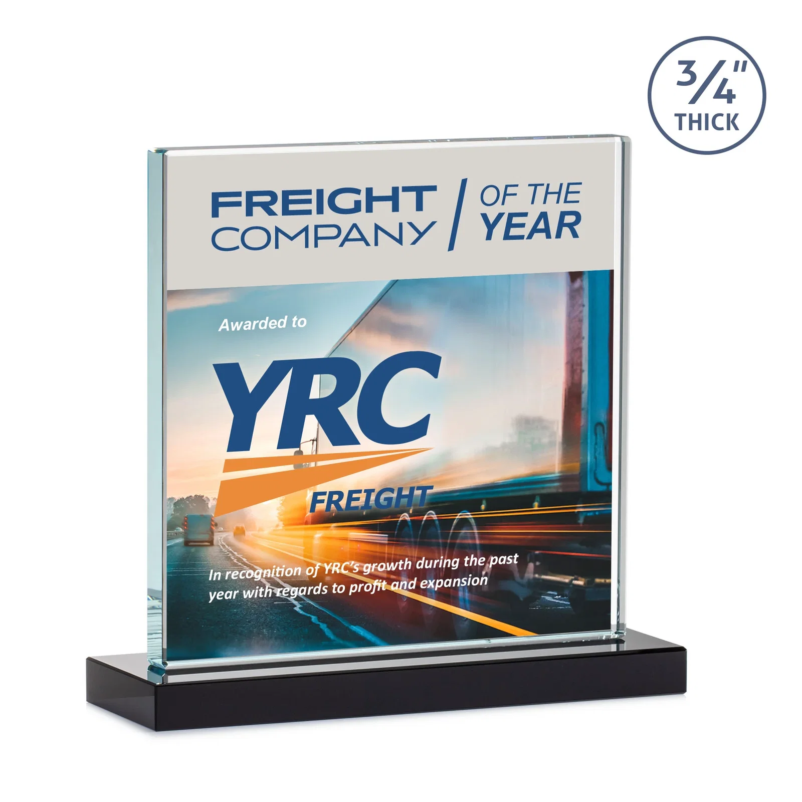 Custom engraved Jade Glass Square Award With Continuous Matching Base for retirement presentations