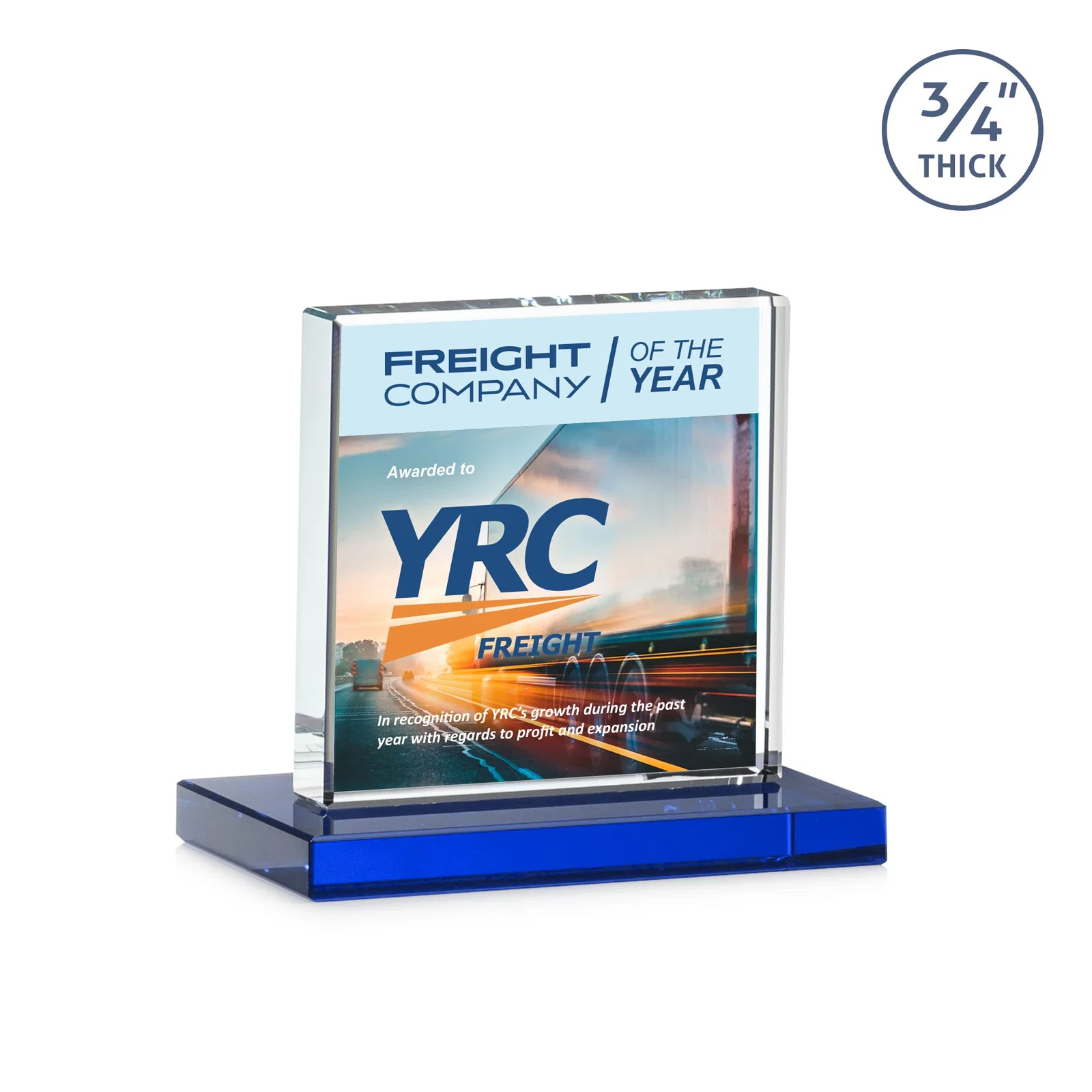 Custom engraved Jade Glass Square Award With Continuous Matching Base for donor appreciation
