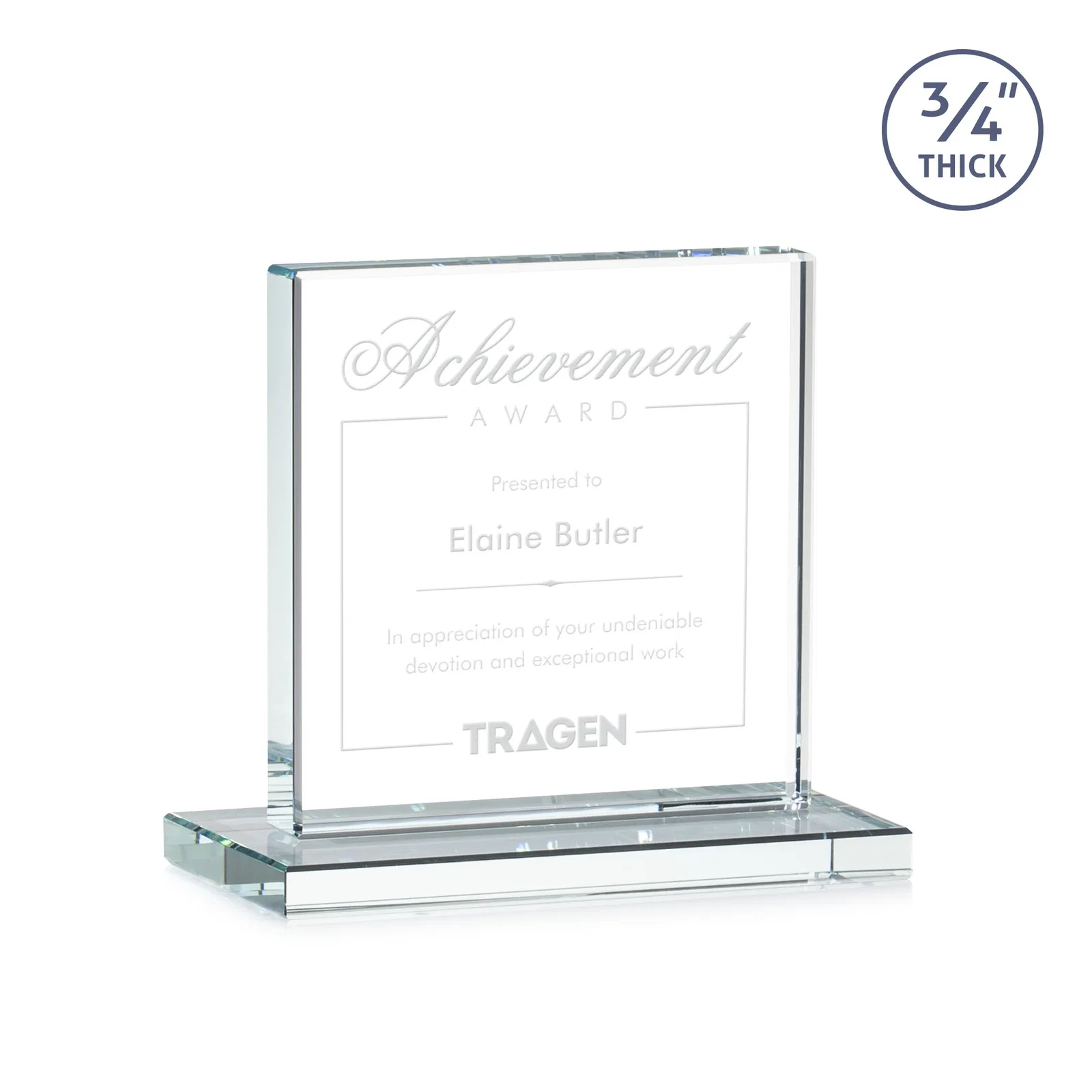 Custom Jade Glass Square Award With Continuous Matching Base for graduation ceremonies