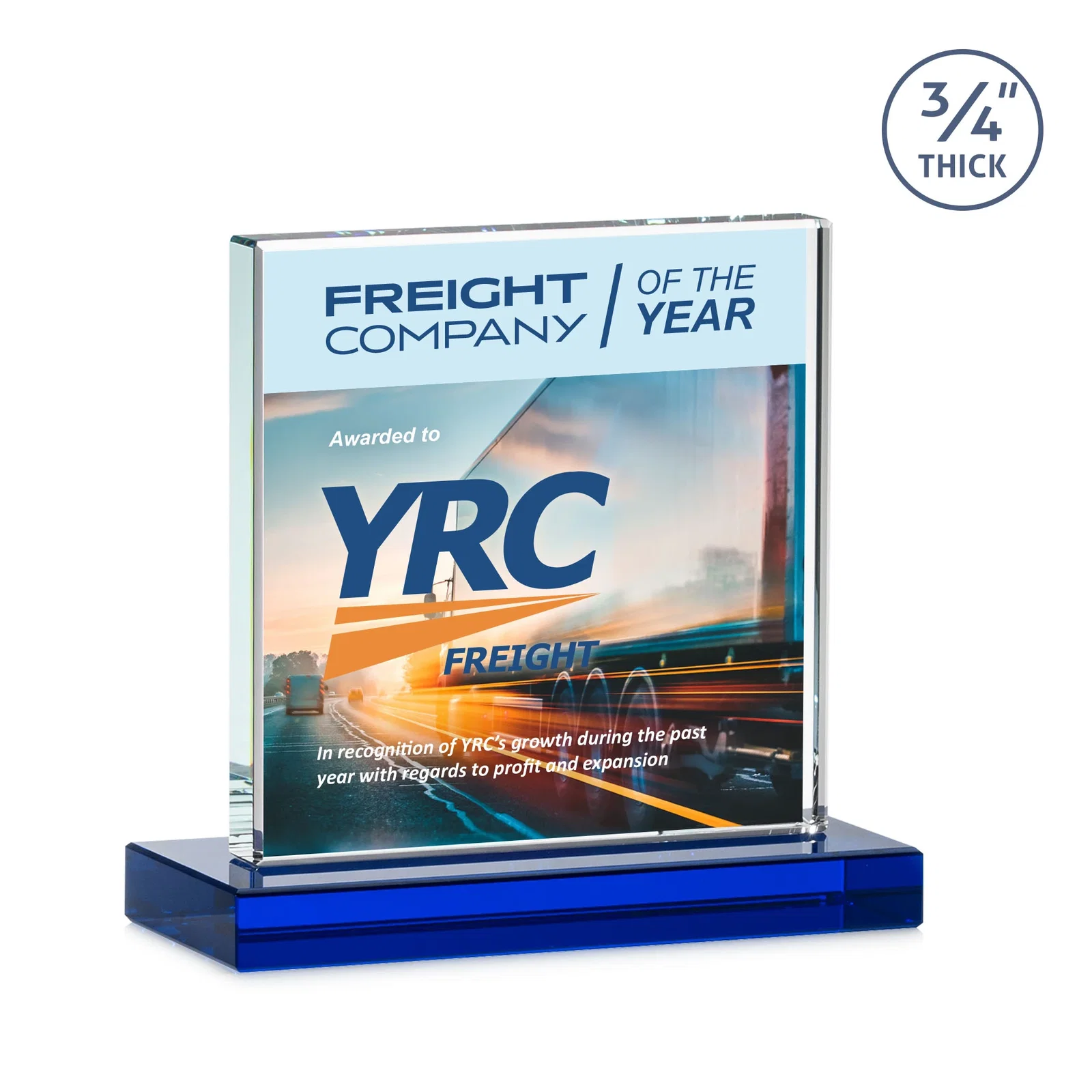 Custom engraved Jade Glass Square Award With Continuous Matching Base for safety achievement programs