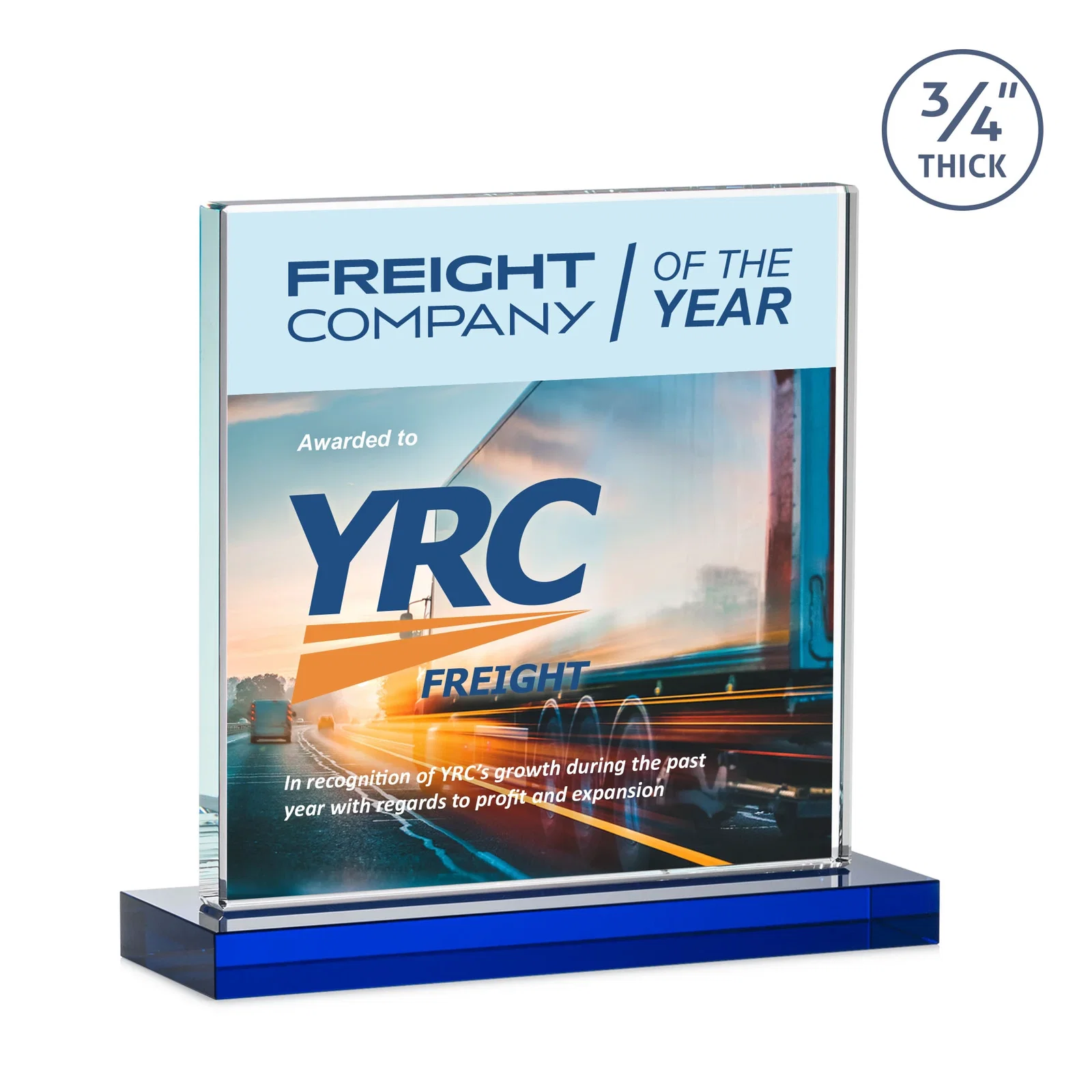 Custom engraved Jade Glass Square Award With Continuous Matching Base for dealer and partner awards