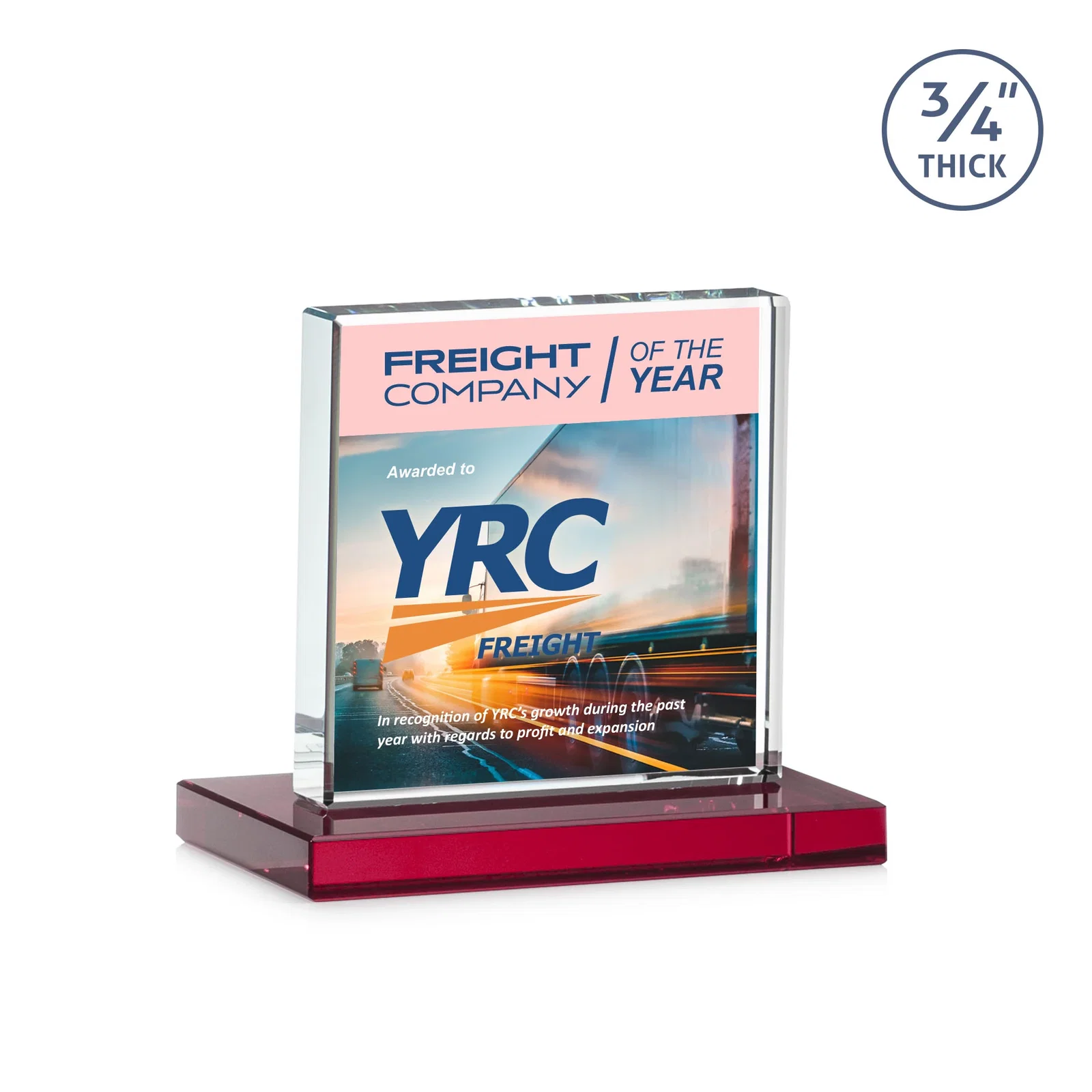 Custom Jade Glass Square Award With Continuous Matching Base, with your logo for employee recognition