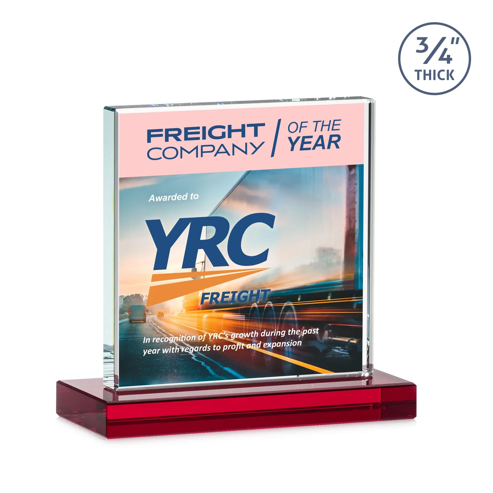 Custom Jade Glass Square Award With Continuous Matching Base, with your logo for service anniversary gifts