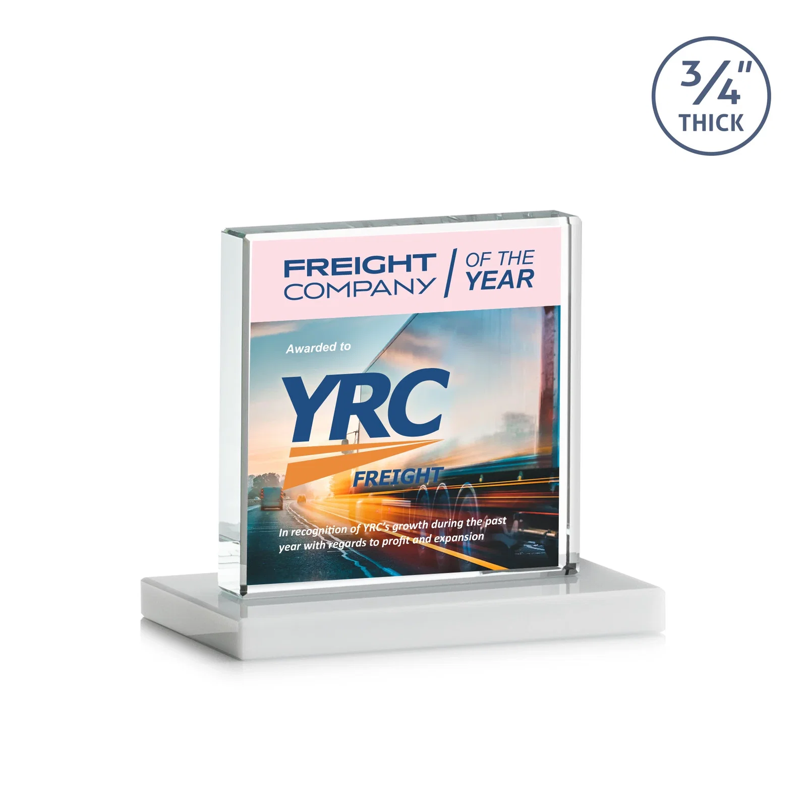 Personalized Jade Glass Square Award With Continuous Matching Base, with your logo for employee recognition