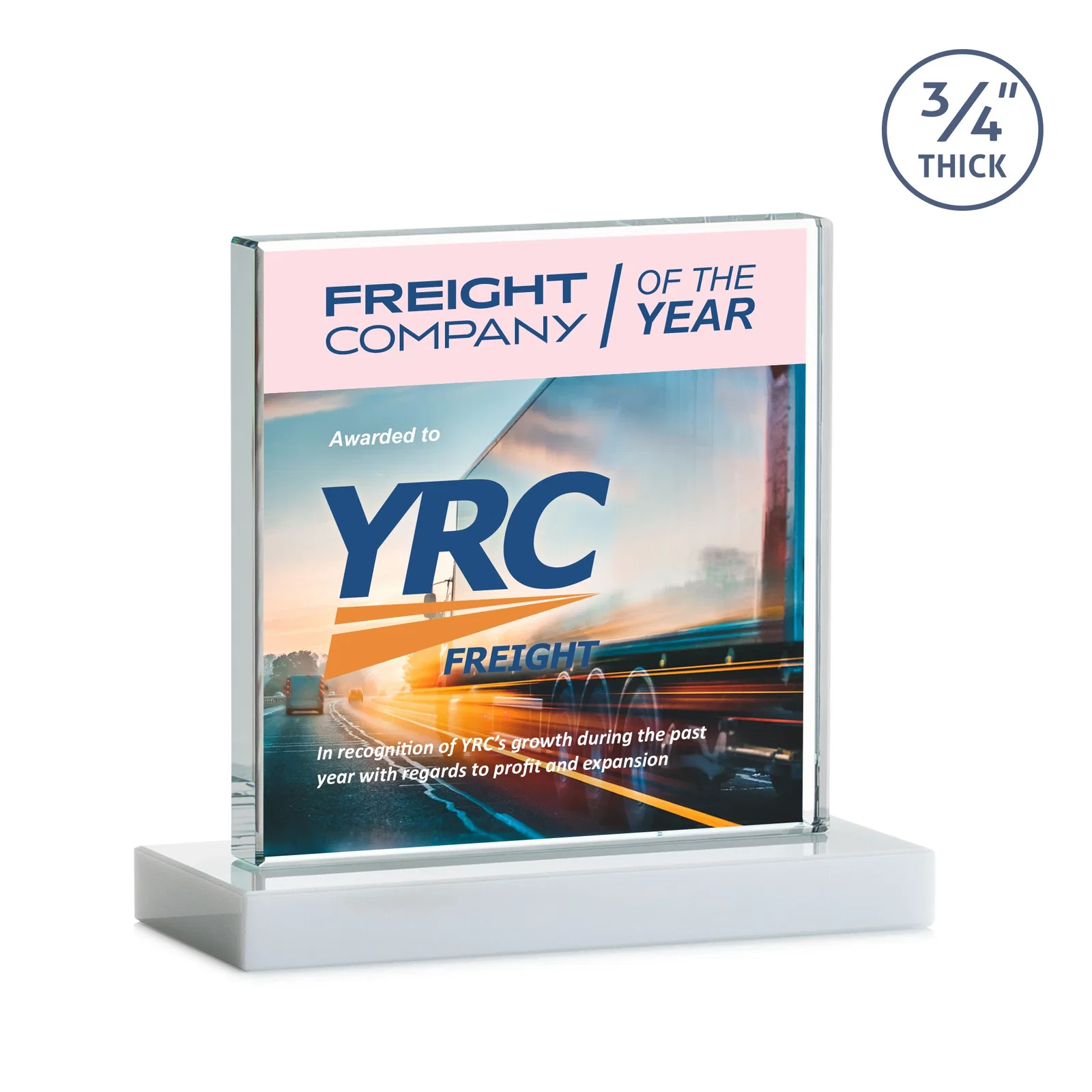 Personalized Jade Glass Square Award With Continuous Matching Base, with your logo for service anniversary gifts