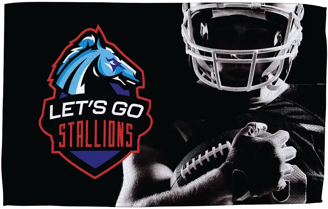 250GSM terry microfiber rally towel with full-color custom logo, promotional branded game-day towel