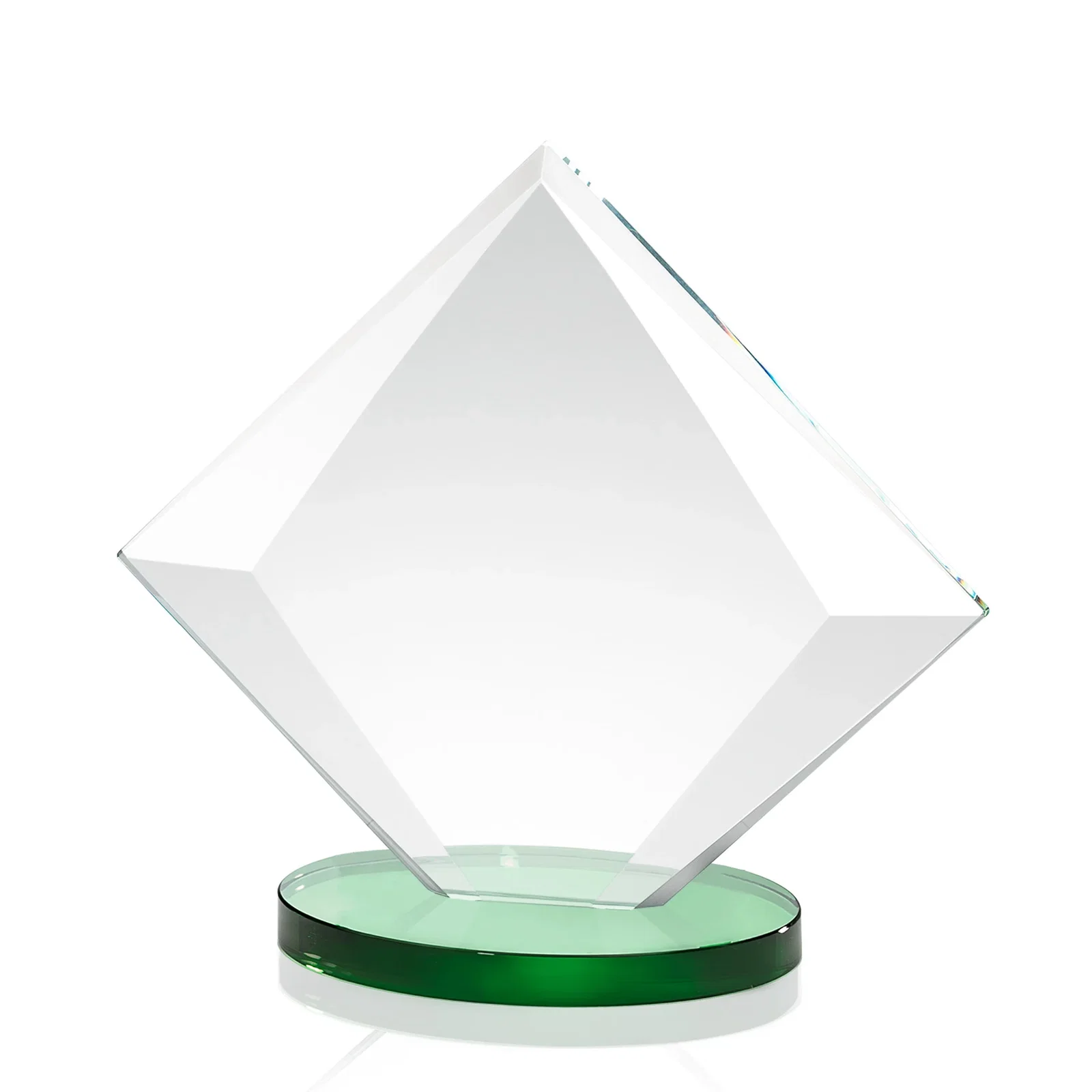 Custom Starfire Crystal Diamond Award on a Broad-Beveled Round Base, with your logo for sales achievement awards