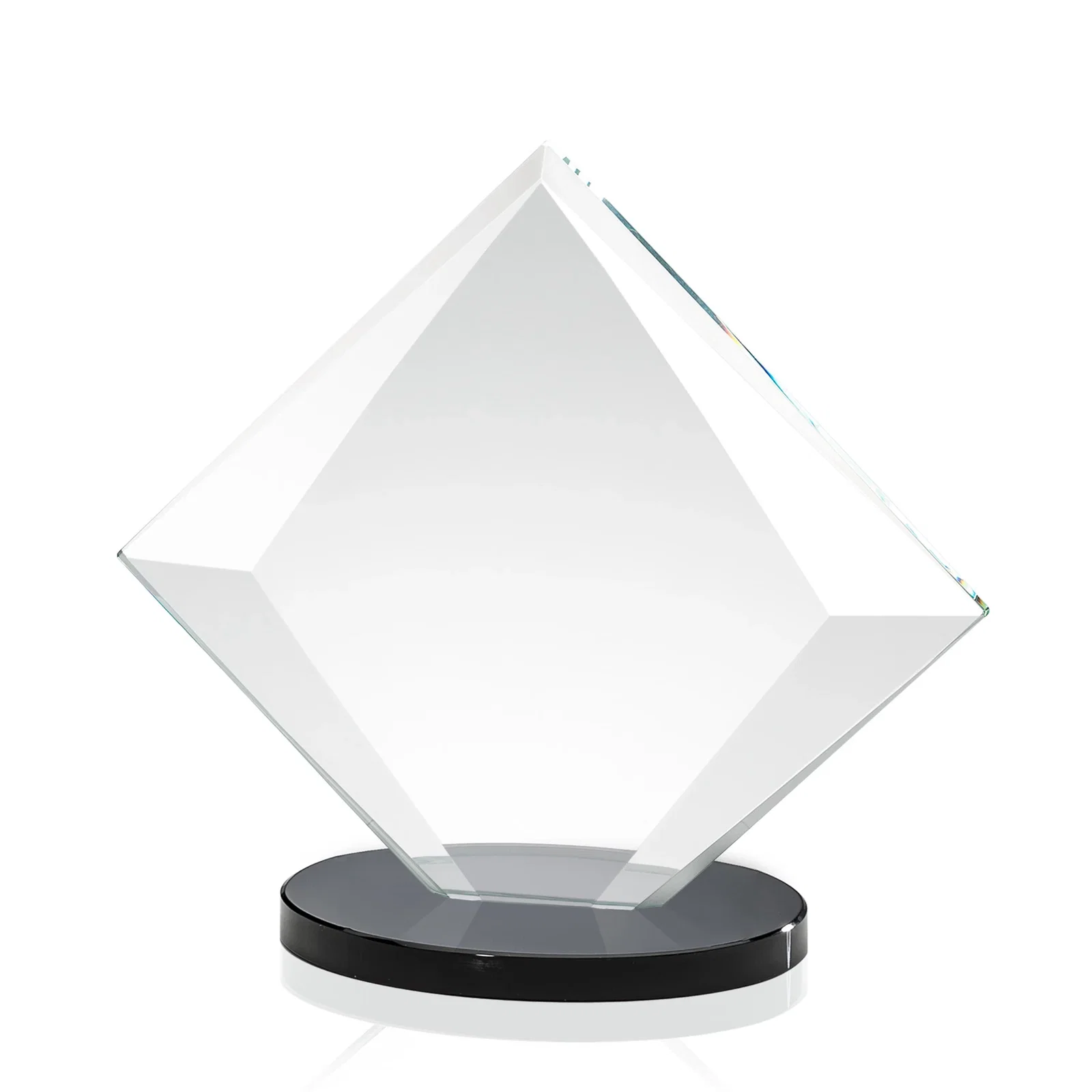 Custom Starfire Crystal Diamond Award on a Broad-Beveled Round Base, with your logo for donor appreciation