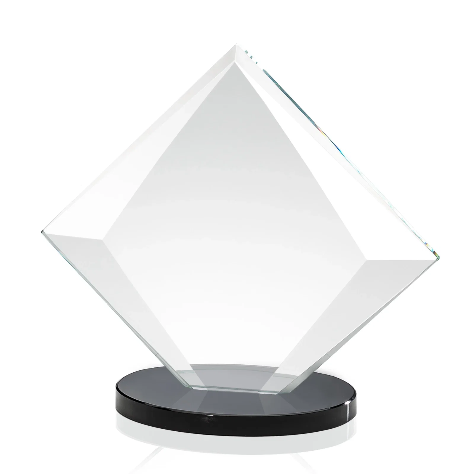Custom Starfire Crystal Diamond Award on a Broad-Beveled Round Base, with your logo for graduation ceremonies