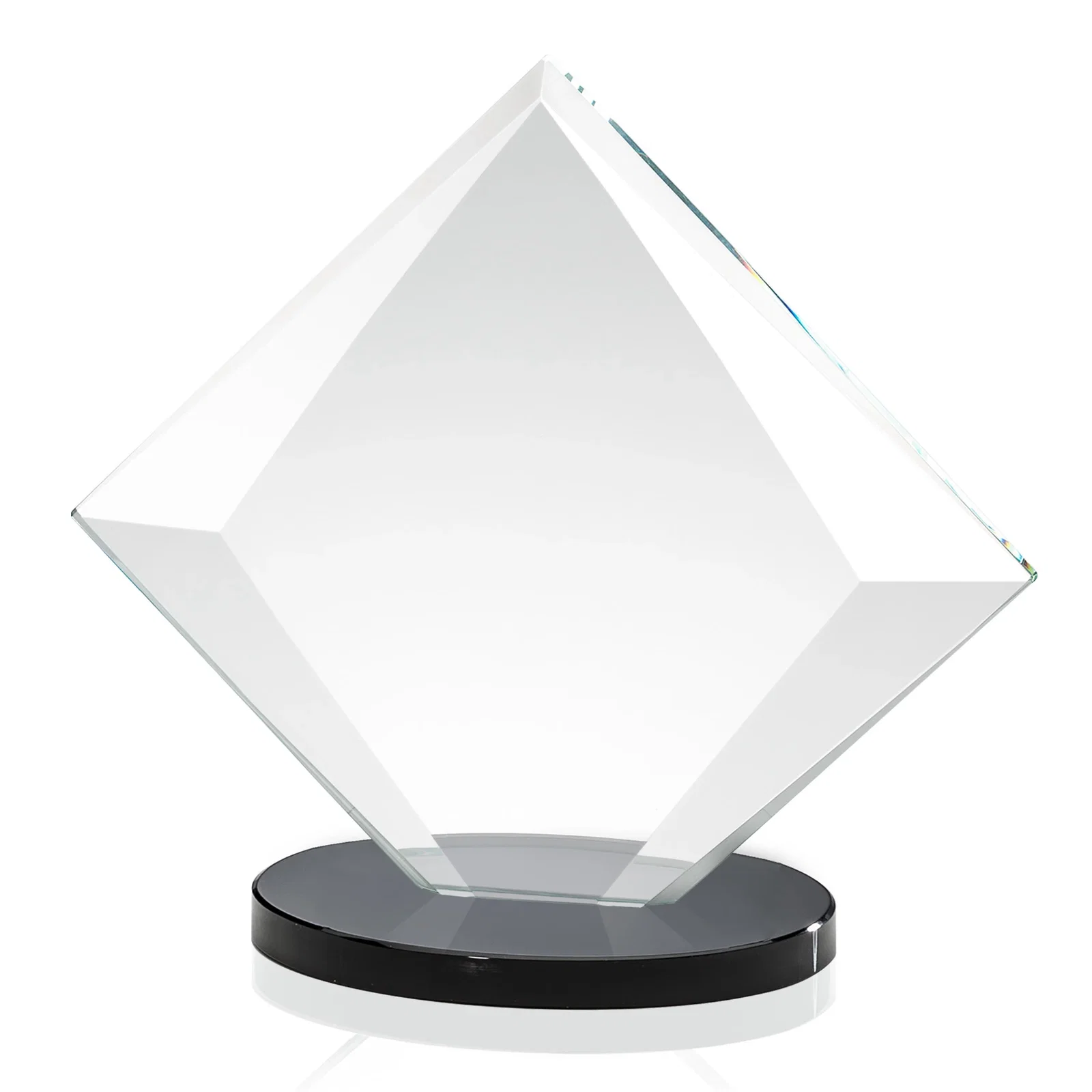 Custom Starfire Crystal Diamond Award on a Broad-Beveled Round Base, with your logo for safety achievement programs