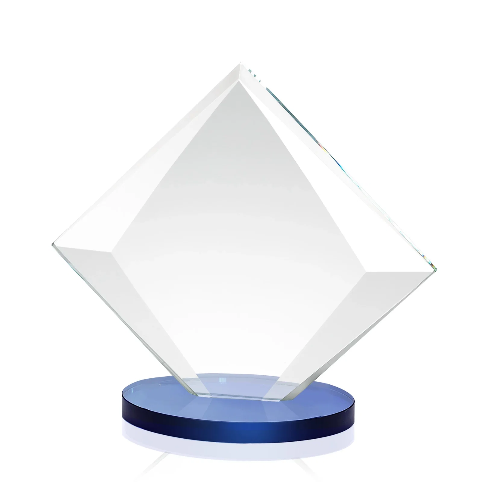 Custom Starfire Crystal Diamond Award on a Broad-Beveled Round Base, with your logo for volunteer appreciation