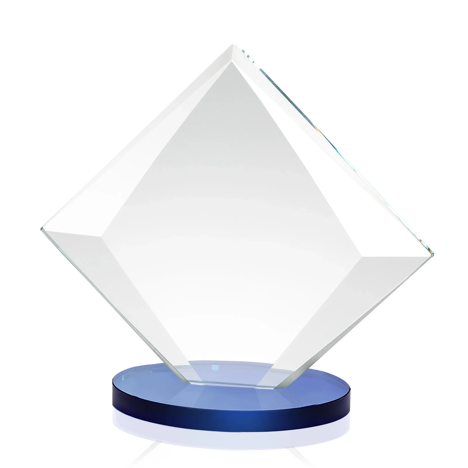 Custom Starfire Crystal Diamond Award on a Broad-Beveled Round Base, with your logo for dealer and partner awards
