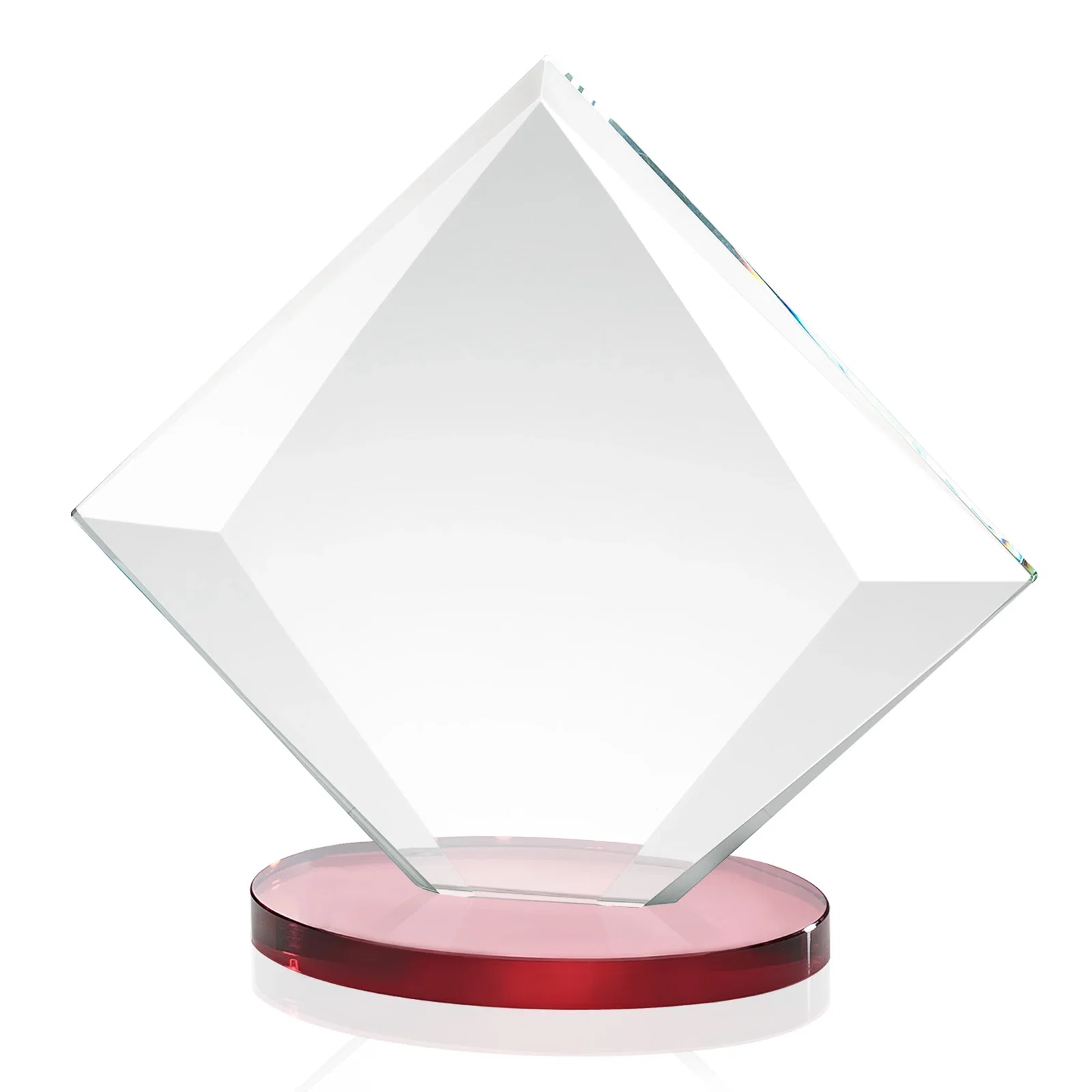 Personalized Starfire Crystal Diamond Award on a Broad-Beveled Round Base, with your logo for team milestone celebrations