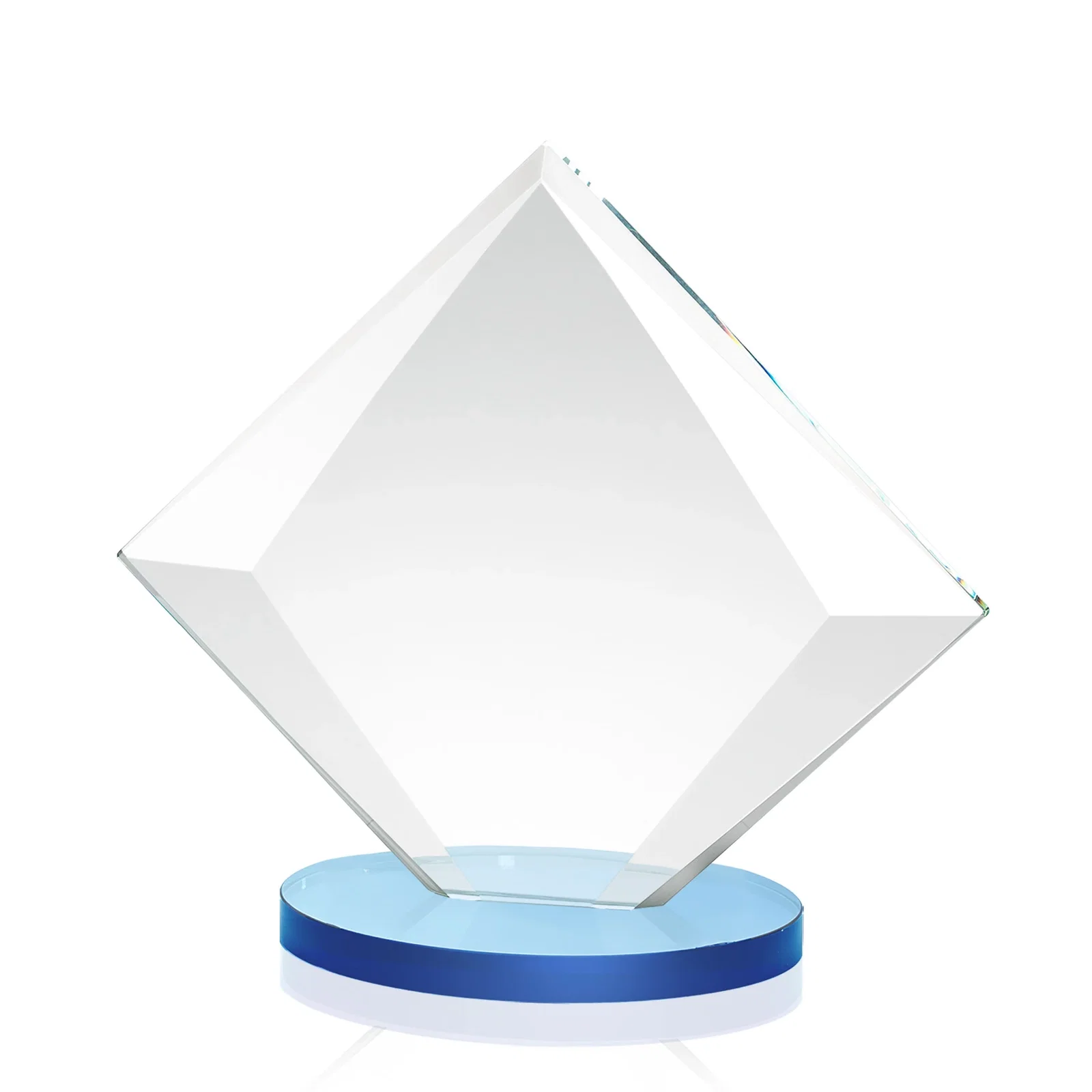 Personalized Starfire Crystal Diamond Award on a Broad-Beveled Round Base, with your logo for donor appreciation