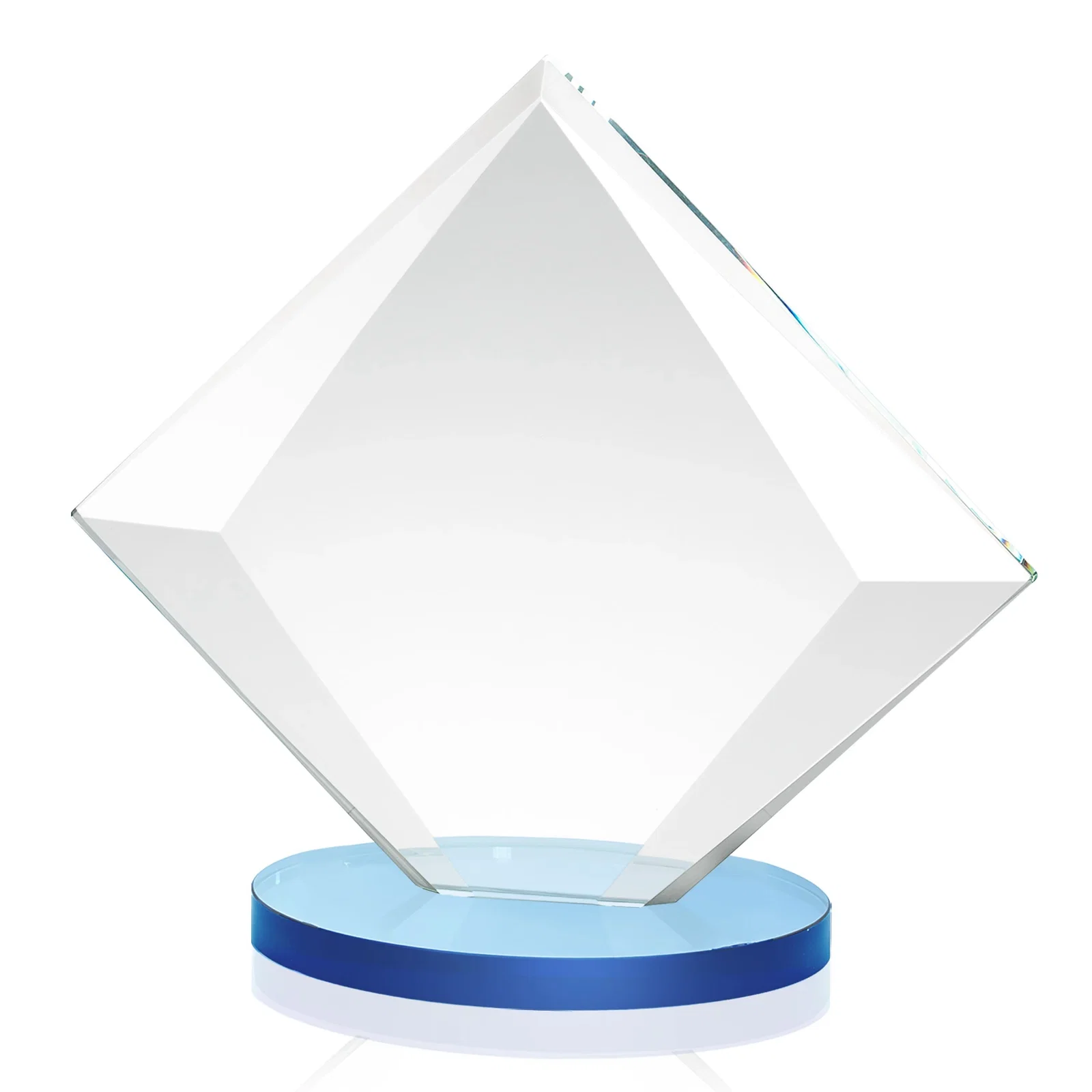 Personalized Starfire Crystal Diamond Award on a Broad-Beveled Round Base, with your logo for safety achievement programs