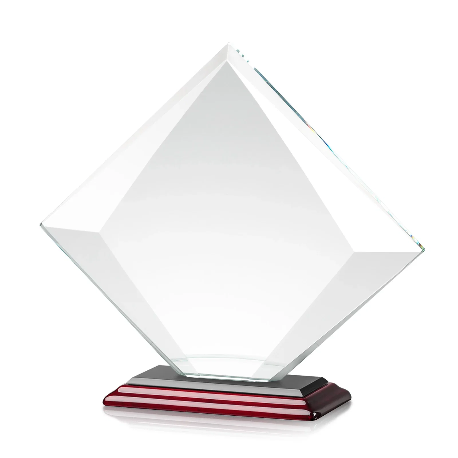 Personalized Starfire Crystal Diamond Award on a Broad-Beveled Round Base, with your logo for dealer and partner awards