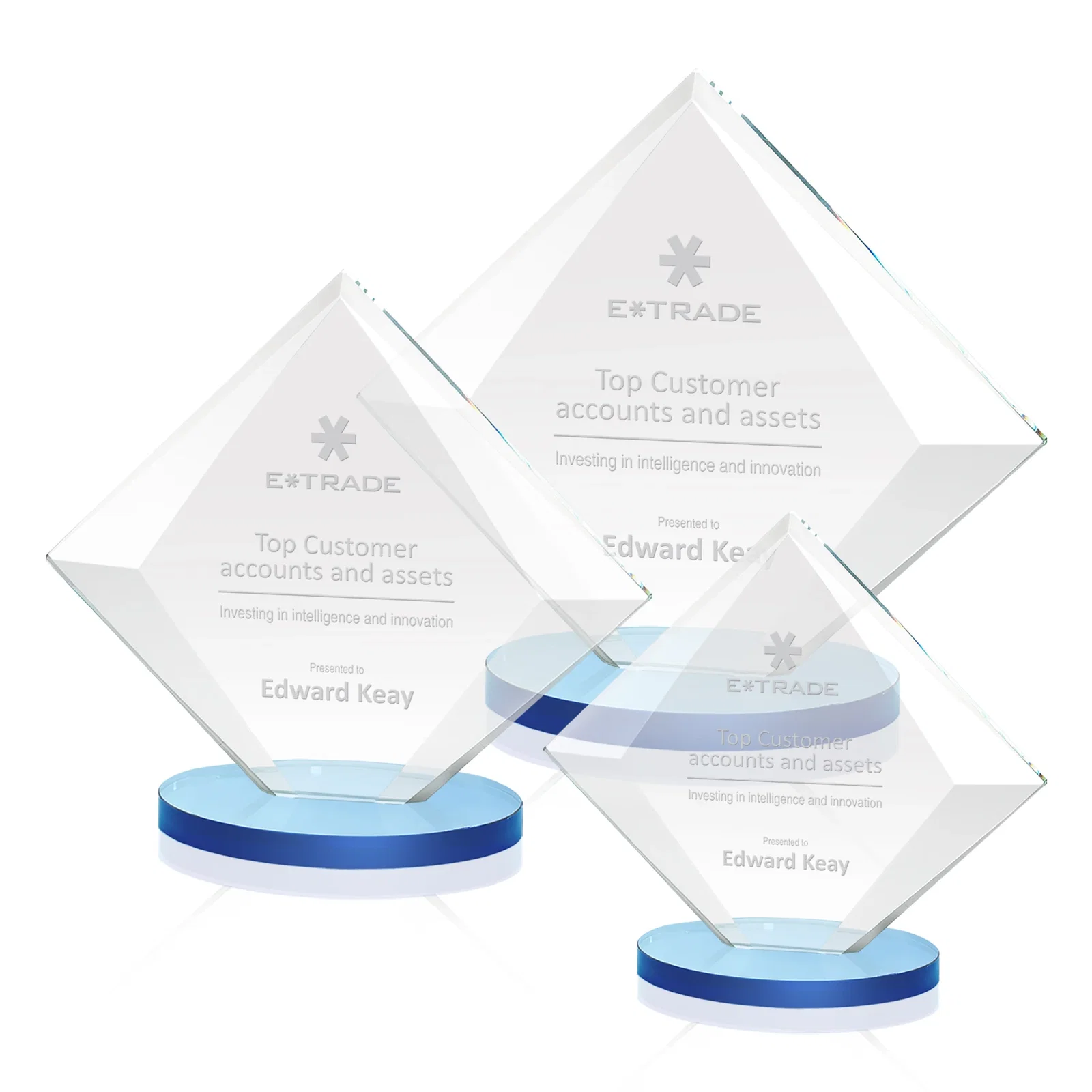 Promotional Starfire Crystal Diamond Award on a Broad-Beveled Round Base for volunteer appreciation