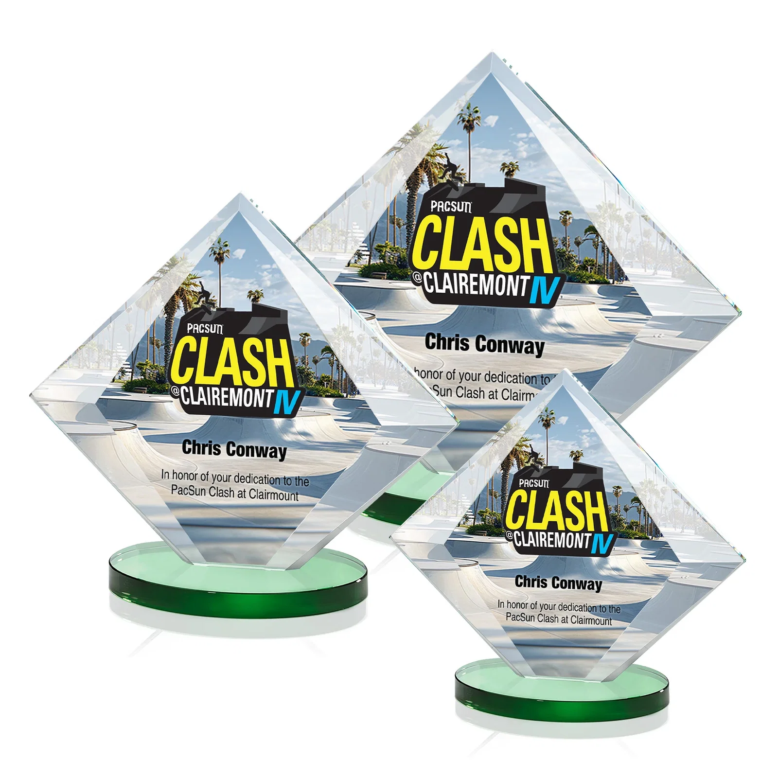 Branded Starfire Crystal Diamond Award on a Broad-Beveled Round Base for team milestone celebrations
