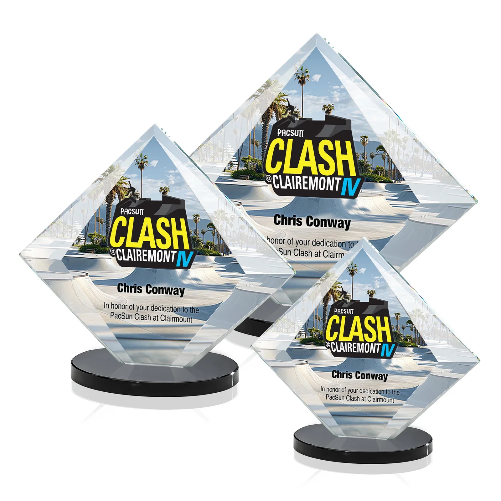 Branded Starfire Crystal Diamond Award on a Broad-Beveled Round Base for volunteer appreciation