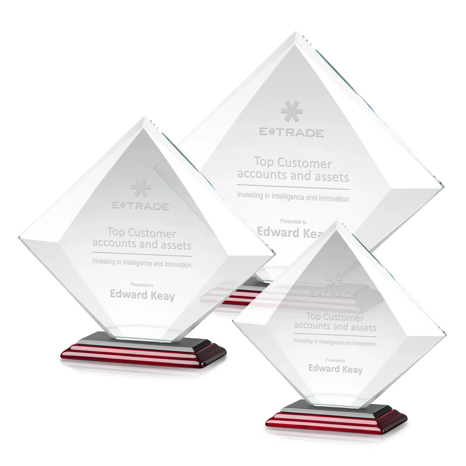 Customized Starfire Crystal Diamond Award on a Broad-Beveled Round Base for team milestone celebrations
