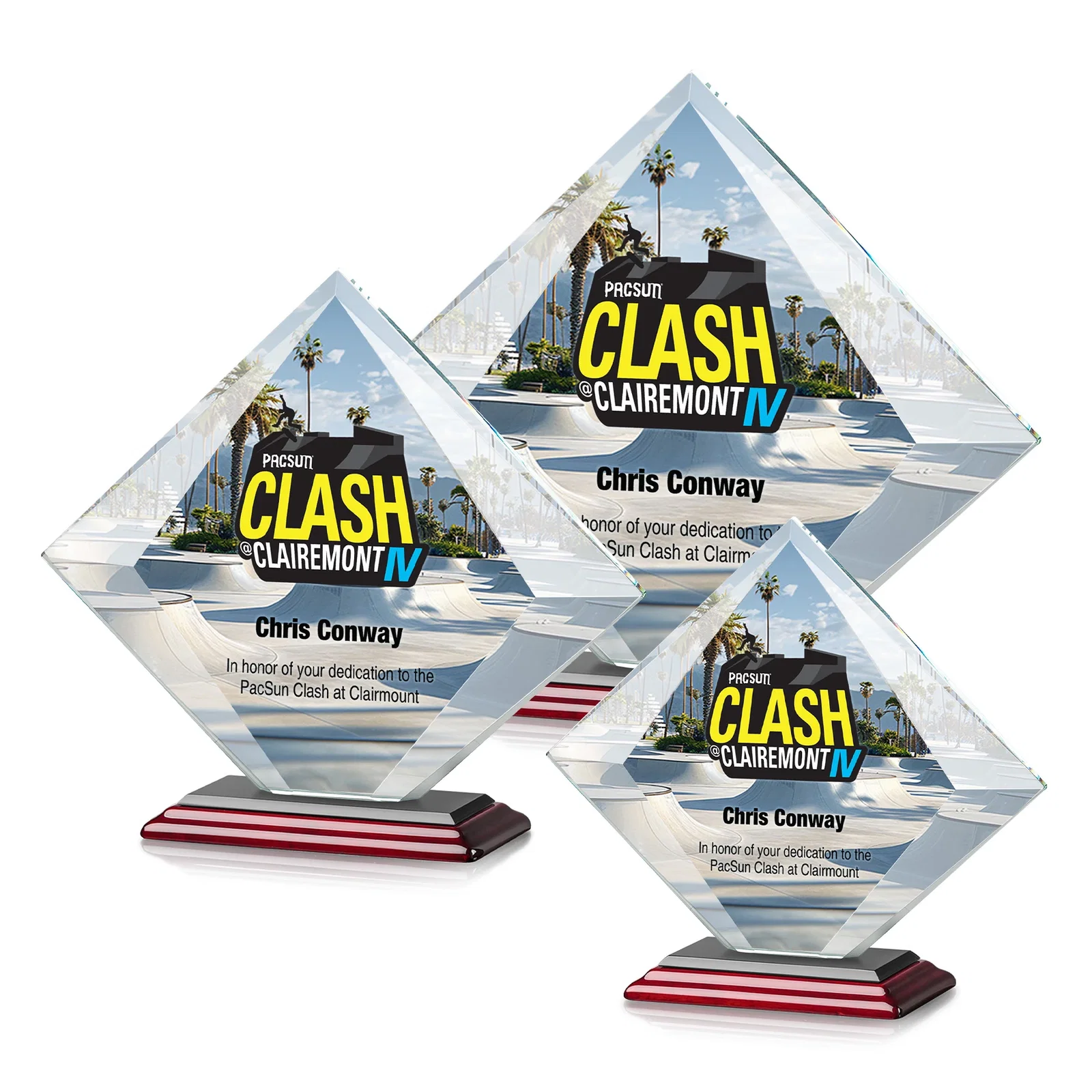 Customized Starfire Crystal Diamond Award on a Broad-Beveled Round Base for volunteer appreciation