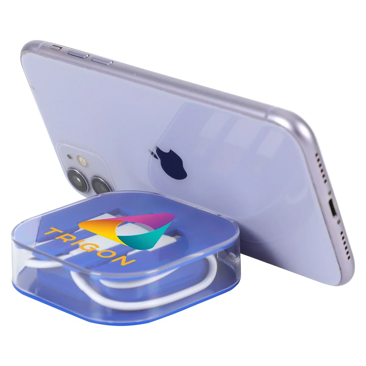 Tetra charging cable case opened to show the built-in phone stand