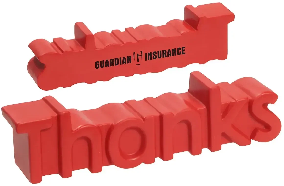 Custom Thanks word-shaped promotional stress reliever squeeze toy for branded appreciation gifts