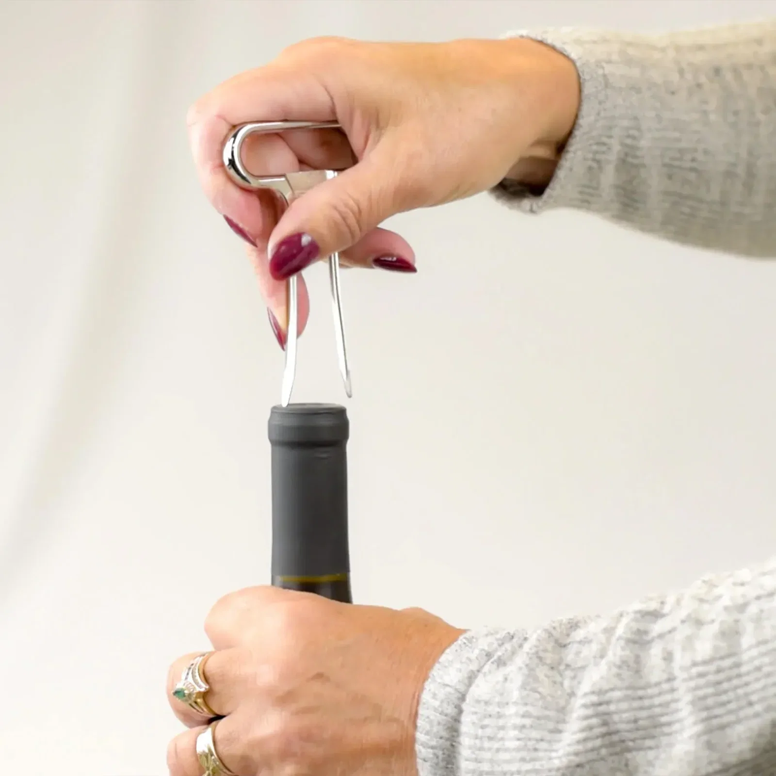 Custom Ahah! Wine Opener in use