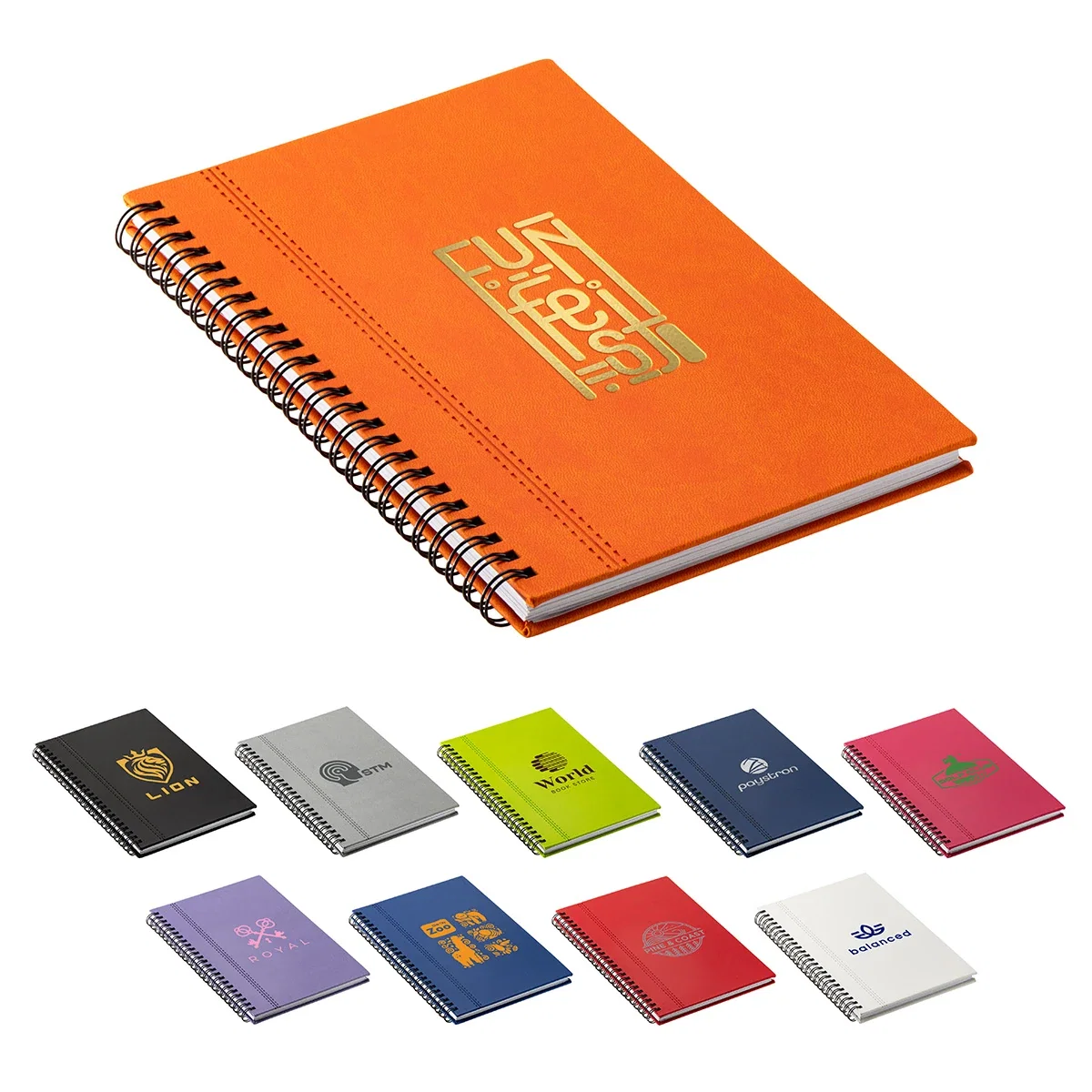 Custom Ambassador Executive Spiral Journal, front view of the branded journal cover