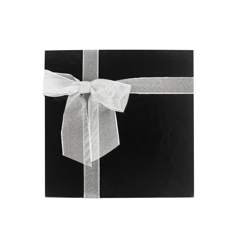 Silver finish option shown closed with its ribbon tied