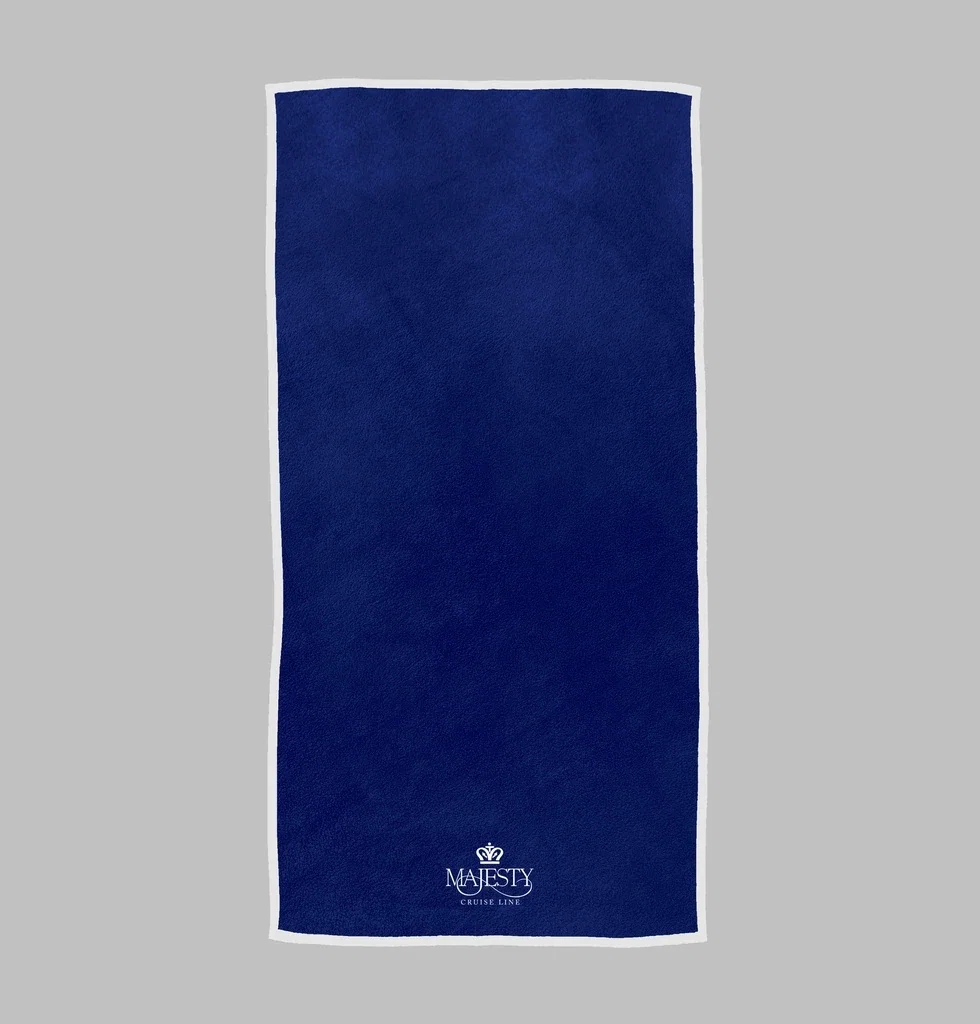 The Edge Beach Towel — Navy Blue / White Border — view 3