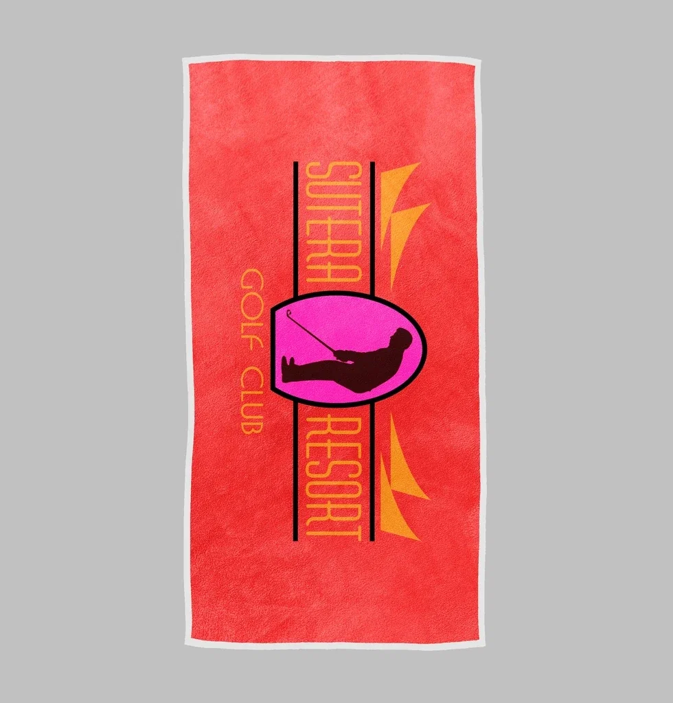 The Edge Beach Towel — Red / White Border — view 4