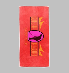 Two-Tone Border Beach Towel, 30" x 60" Cotton Terry Velour, 4-Color Imprint