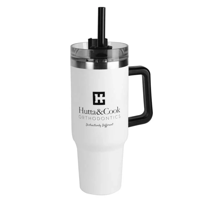 The Forty - Double Wall Tumbler with Handle — White — view 2