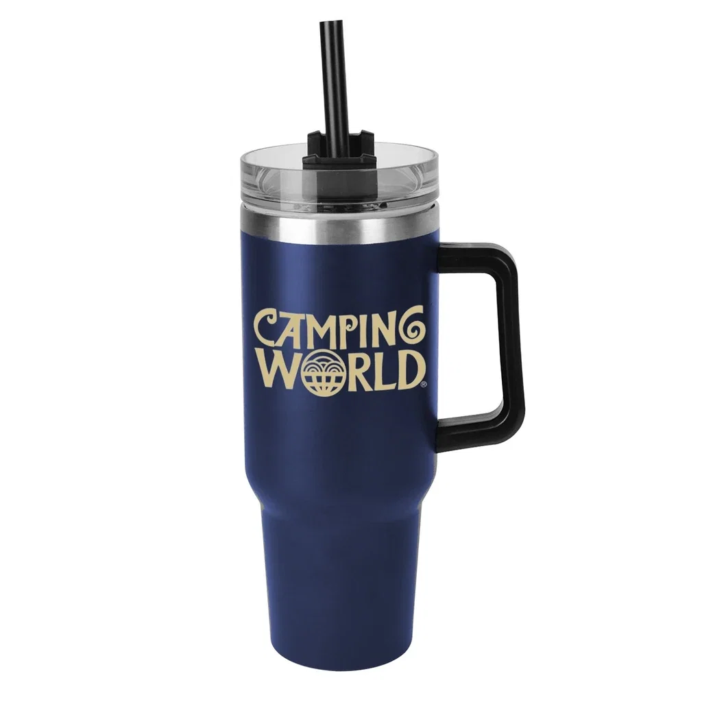 The Forty - Double Wall Tumbler with Handle — Navy — view 4