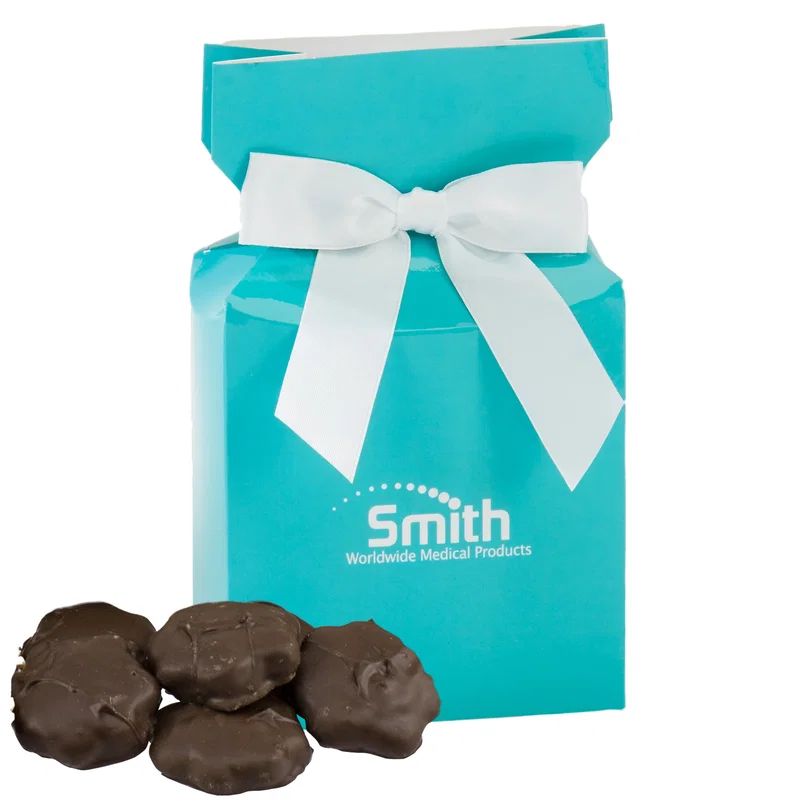 Chocolates arranged next to the upright packaging