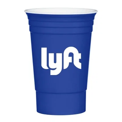Reusable party cup shown upright with a flared rim