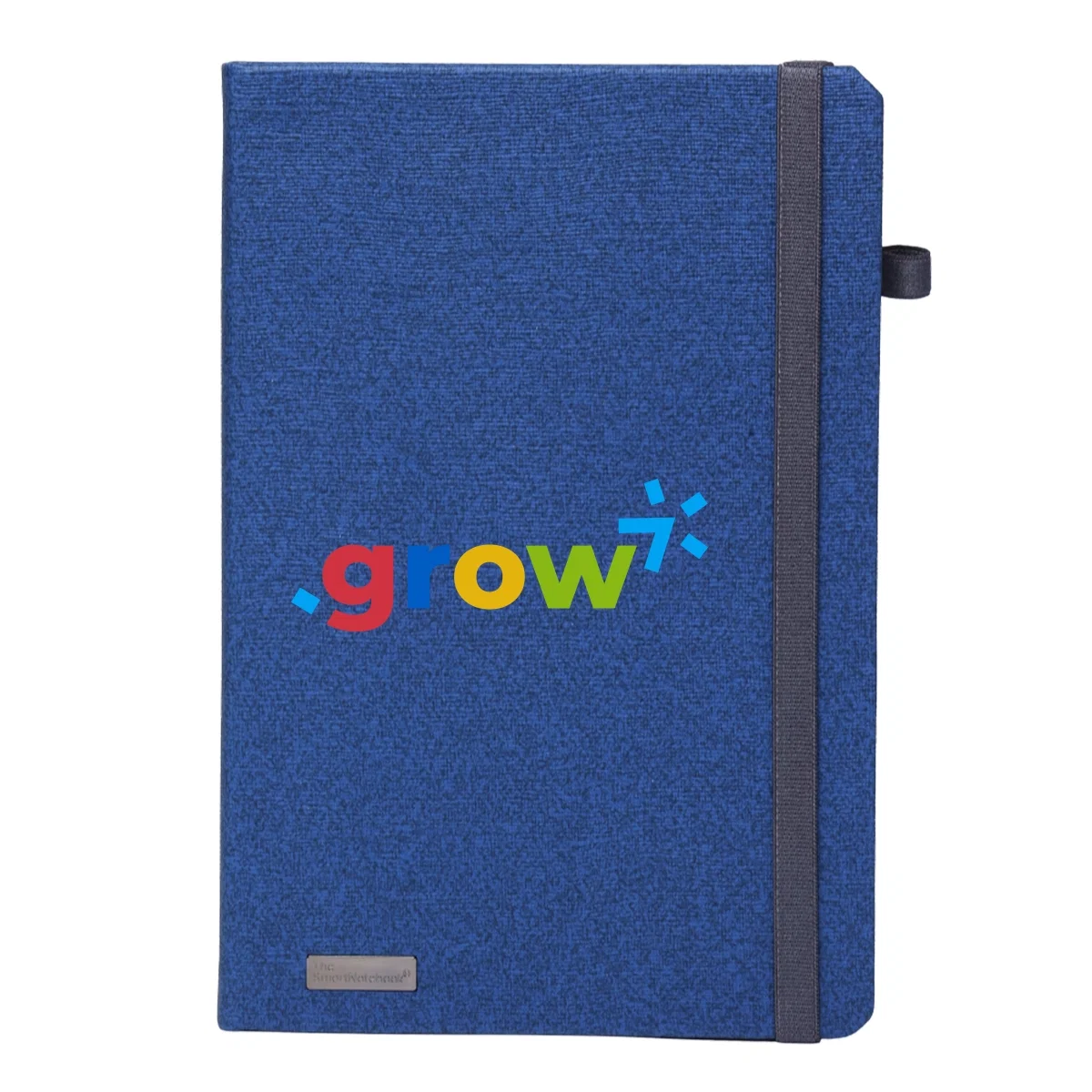 Blue cover option standing upright on a desk