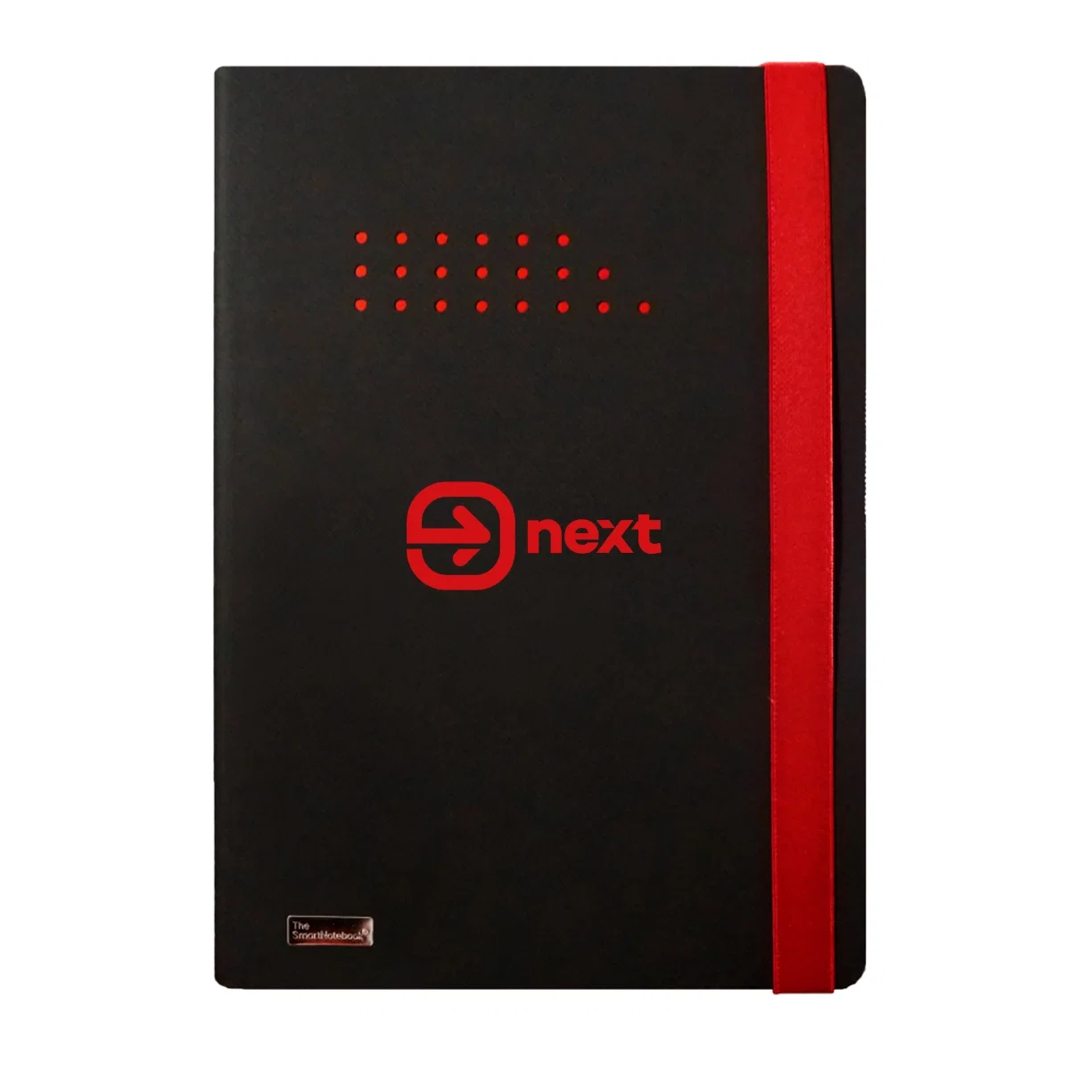 Flexible smart notebook lying closed on a work surface