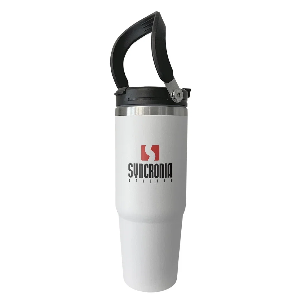 The Thirty - Flip Handle Vacuum Tumbler — White — view 2