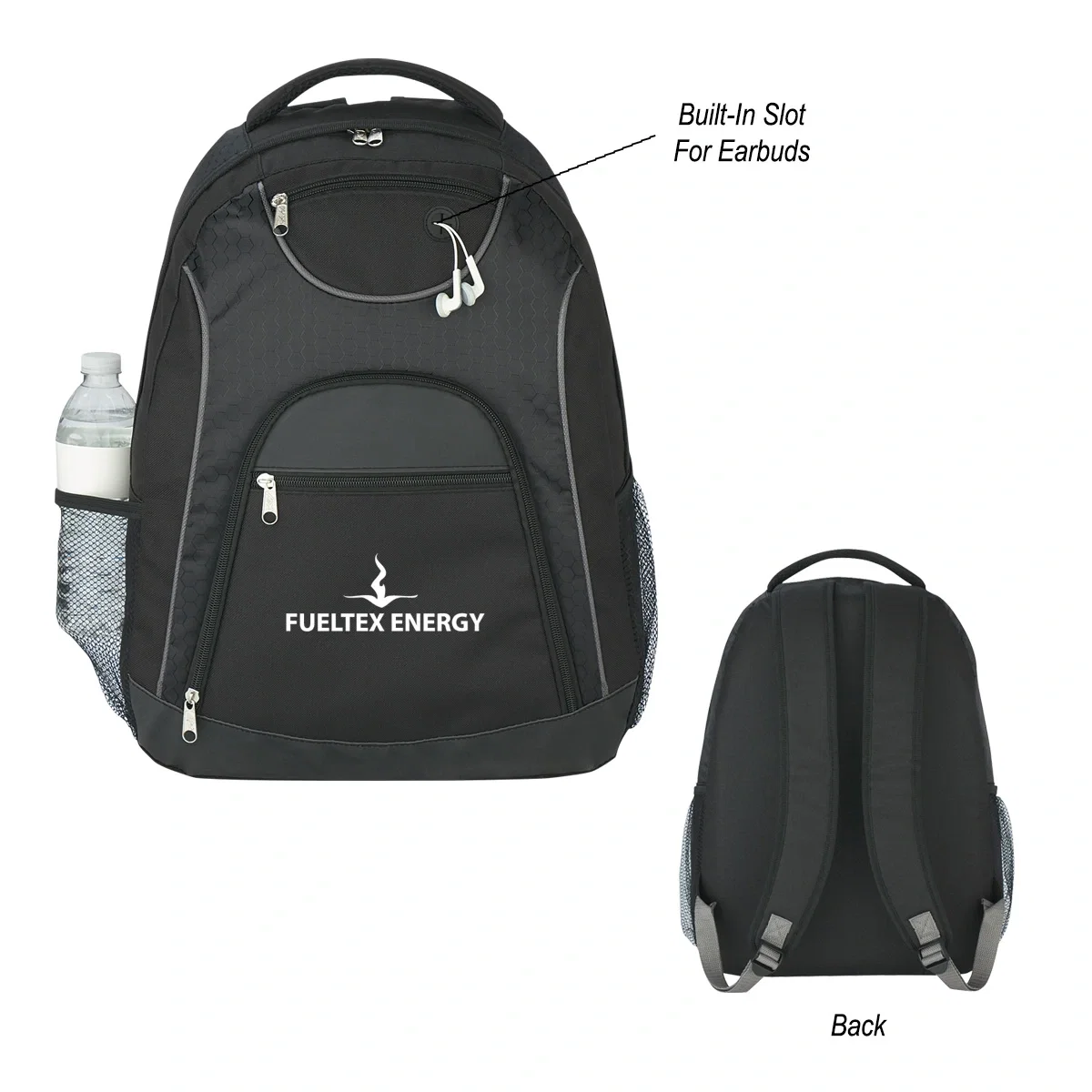 Front pocket with a zipper closure detail